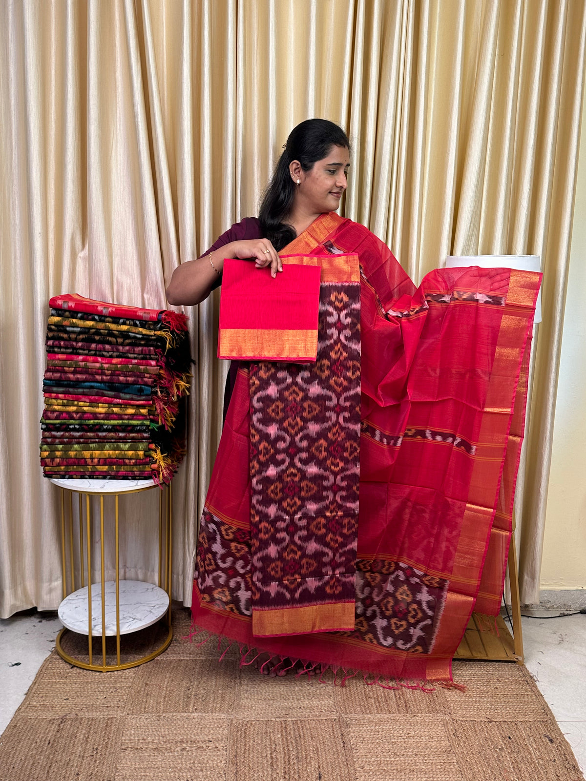 Handloom Pochampalli Sico 3 piece set -KHP 106