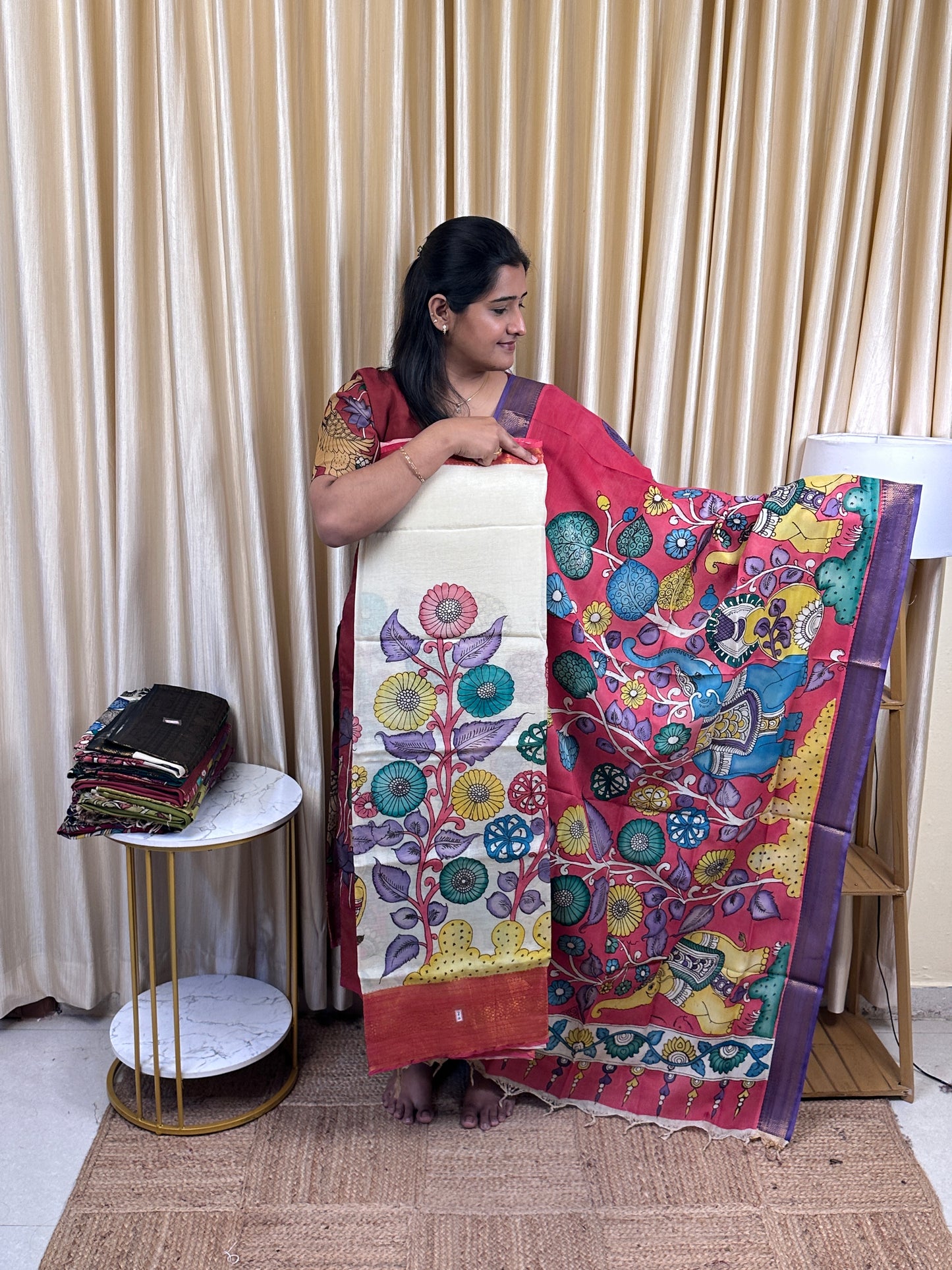 Authentic pen kalamkari Handsketched dress material - PK18