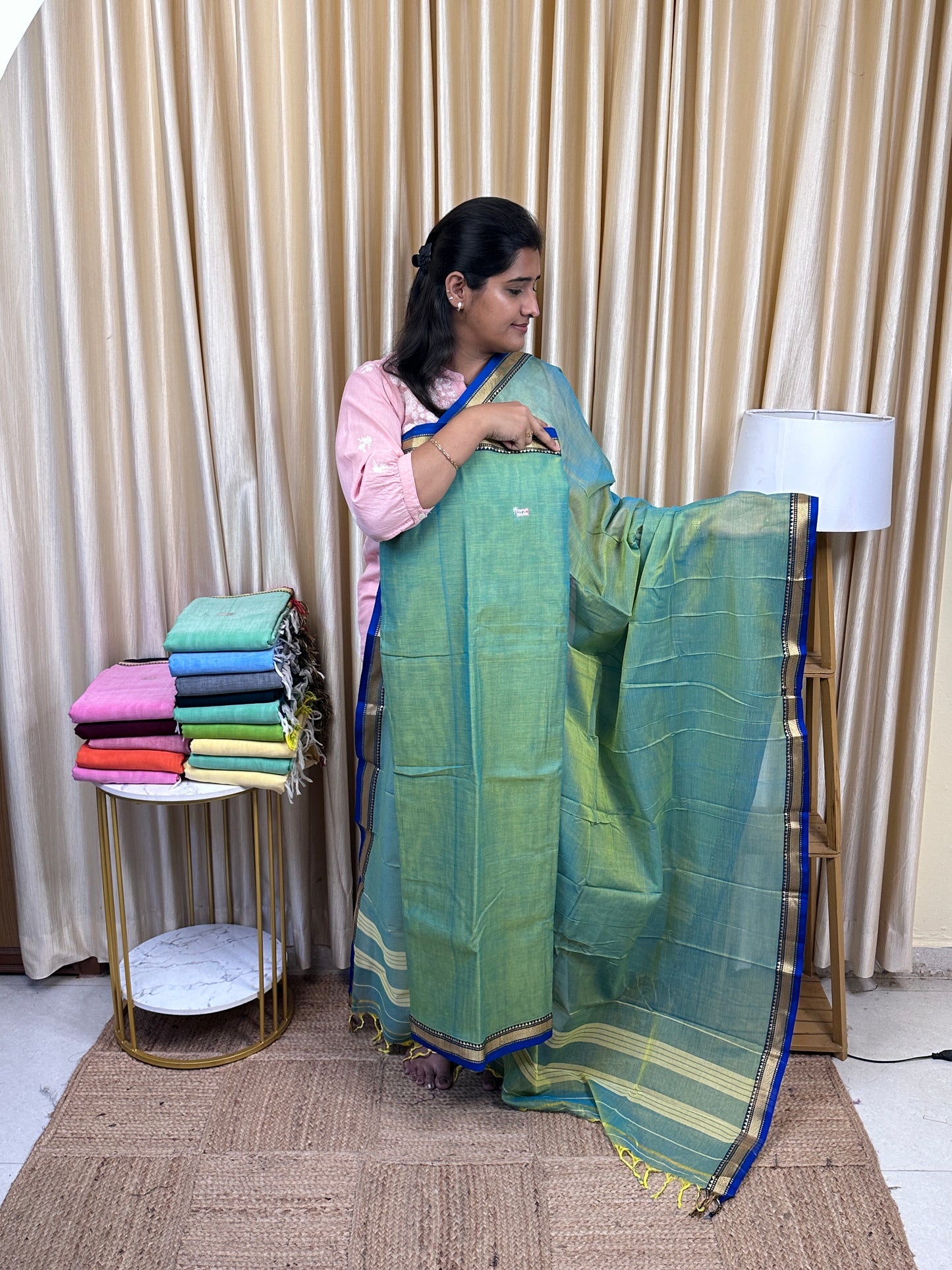 Narayanpet checks Mercerised cotton (4.5 m Top)-NILA54