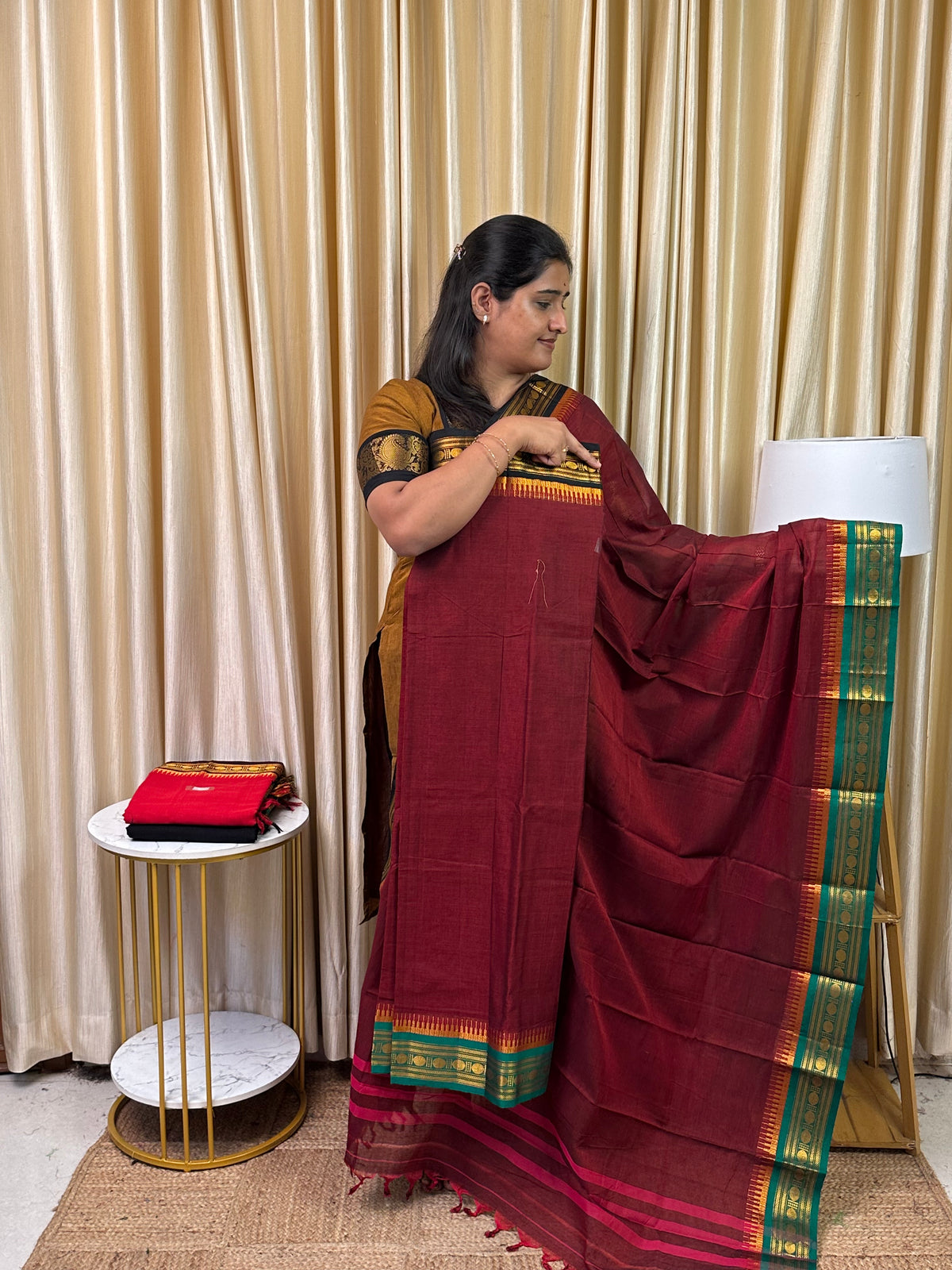 Narayanpet special butta dress material (2.5m Top)- MULLAI 5