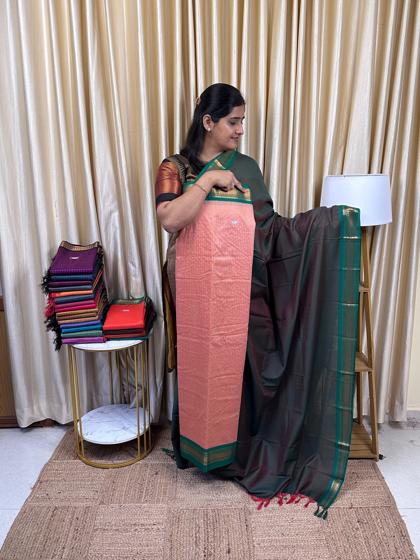 Kalyani checks silk by cotton 2 piece set - 11