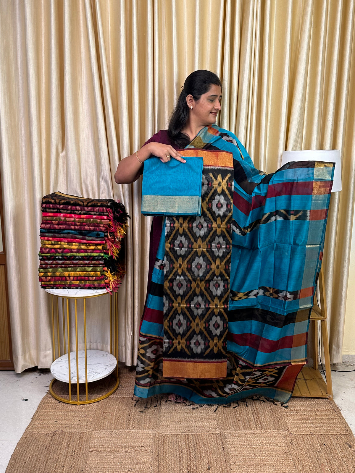 Handloom Pochampalli Sico 3 piece set -KHP 110