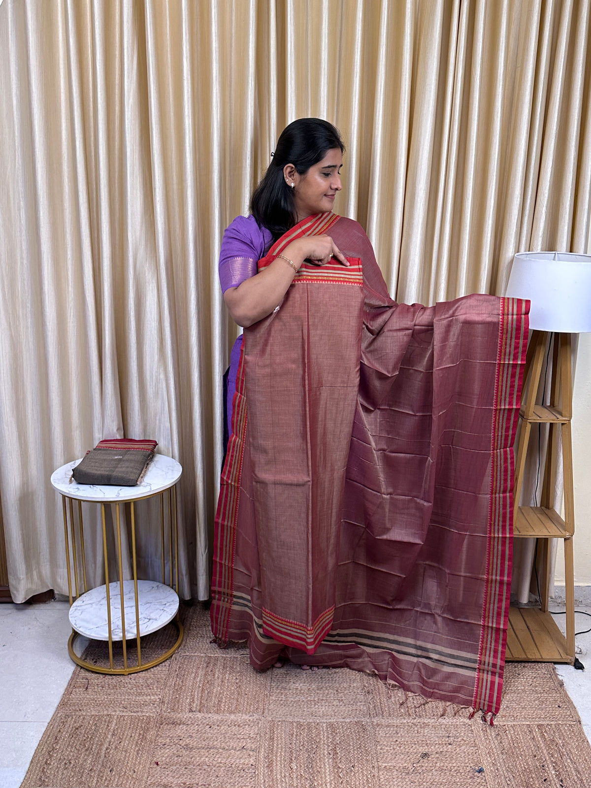 Narayanpet small border Mercerised cotton (4.5 m Top)-STP6