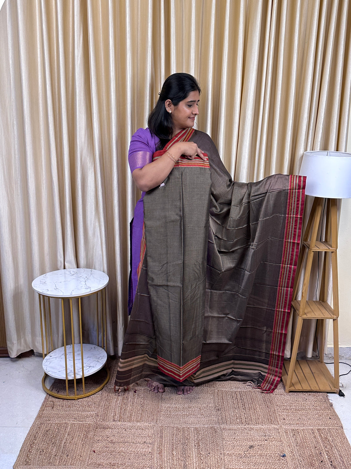 Narayanpet small border Mercerised cotton (4.5 m Top)-STP7