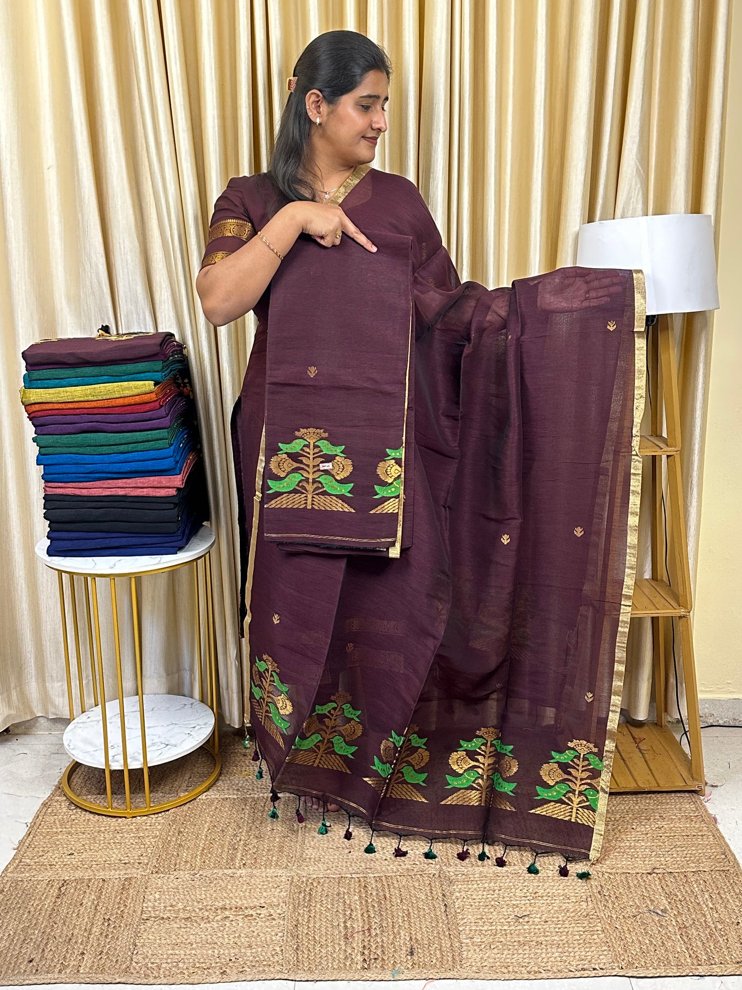 Linen Banarasi Jamdhani handloom JAM65
