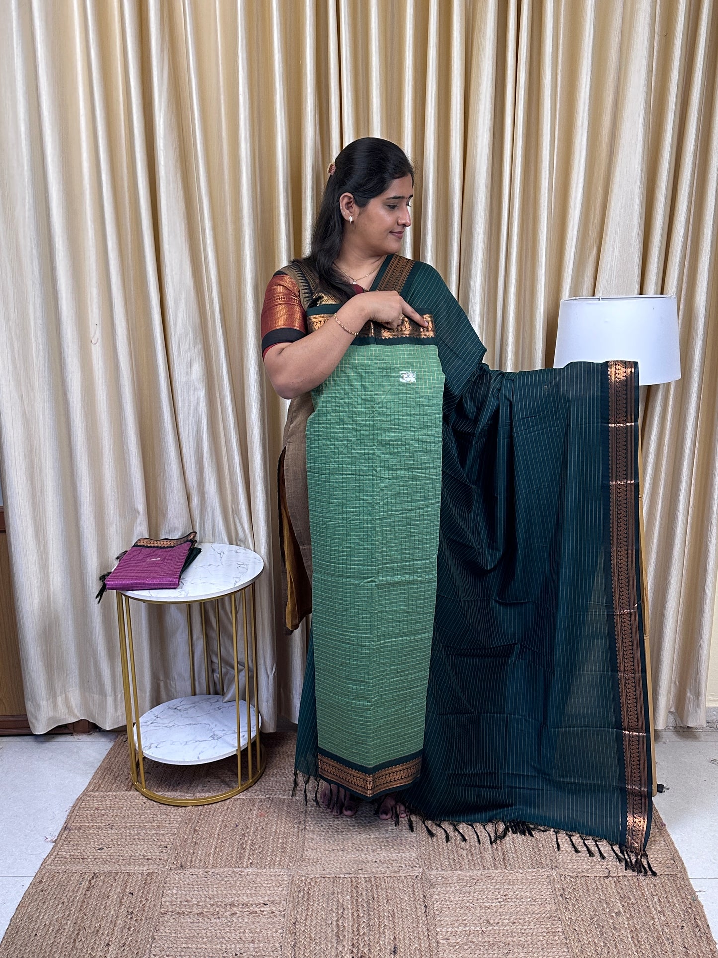 Kalyani checks silk by cotton 2 piece set - 29