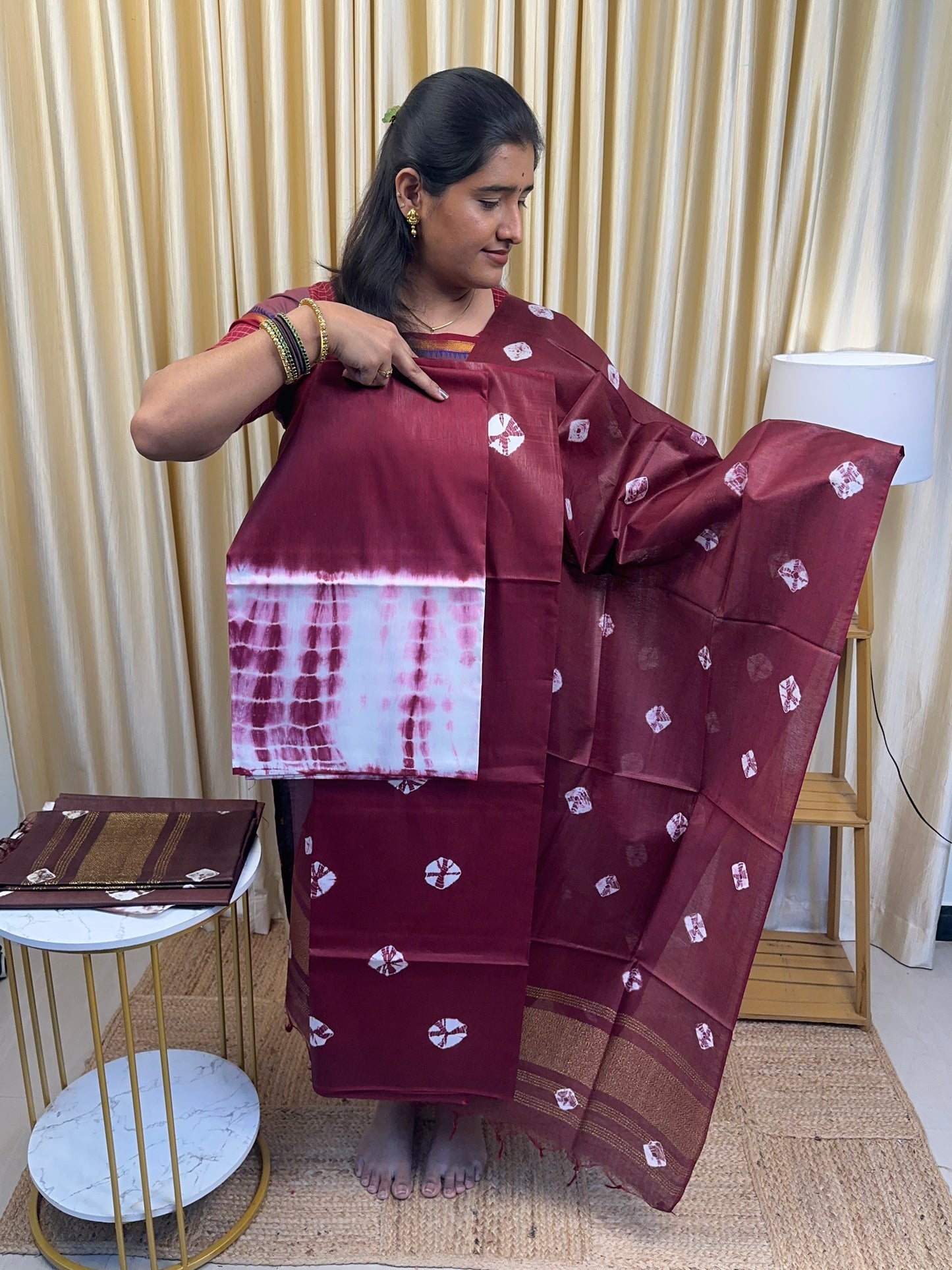 Crimson inspired mutka Tussar