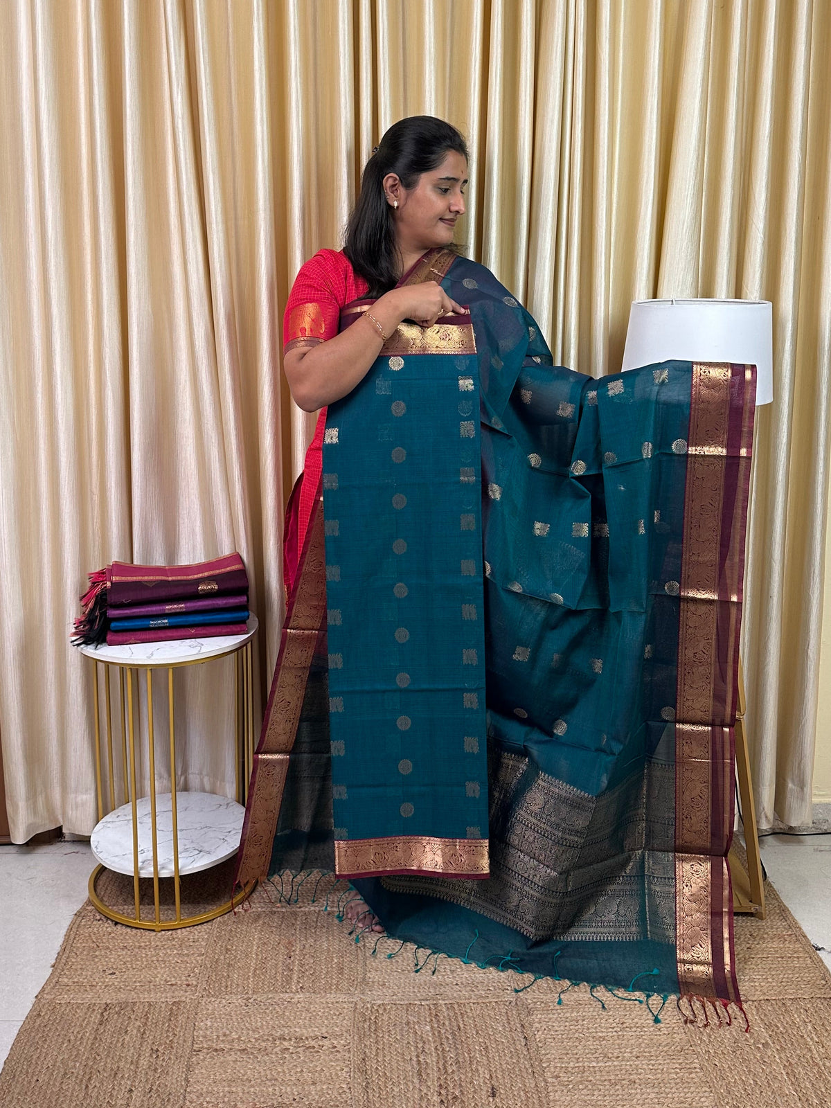 Handloom Mangalgiri Silk cotton 2 piece set(Rich pallu) -Saral2
