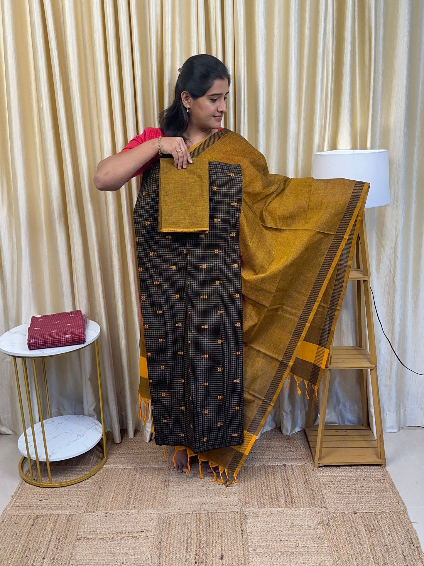 Black honey handloom cotton 3 piece set