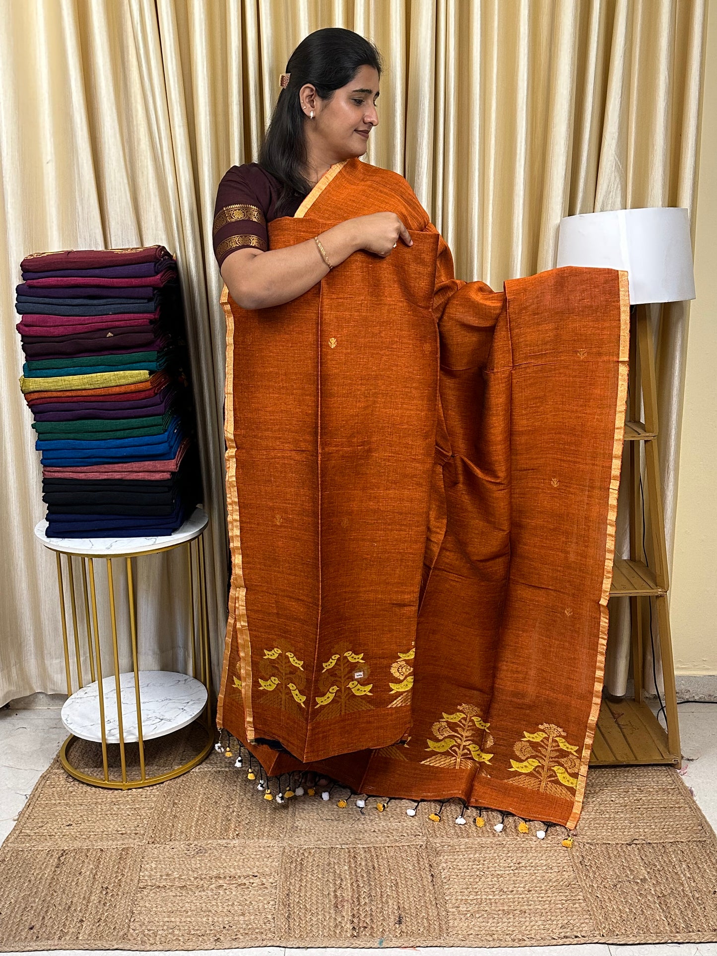 Linen Banarasi Jamdhani handloom JAM56
