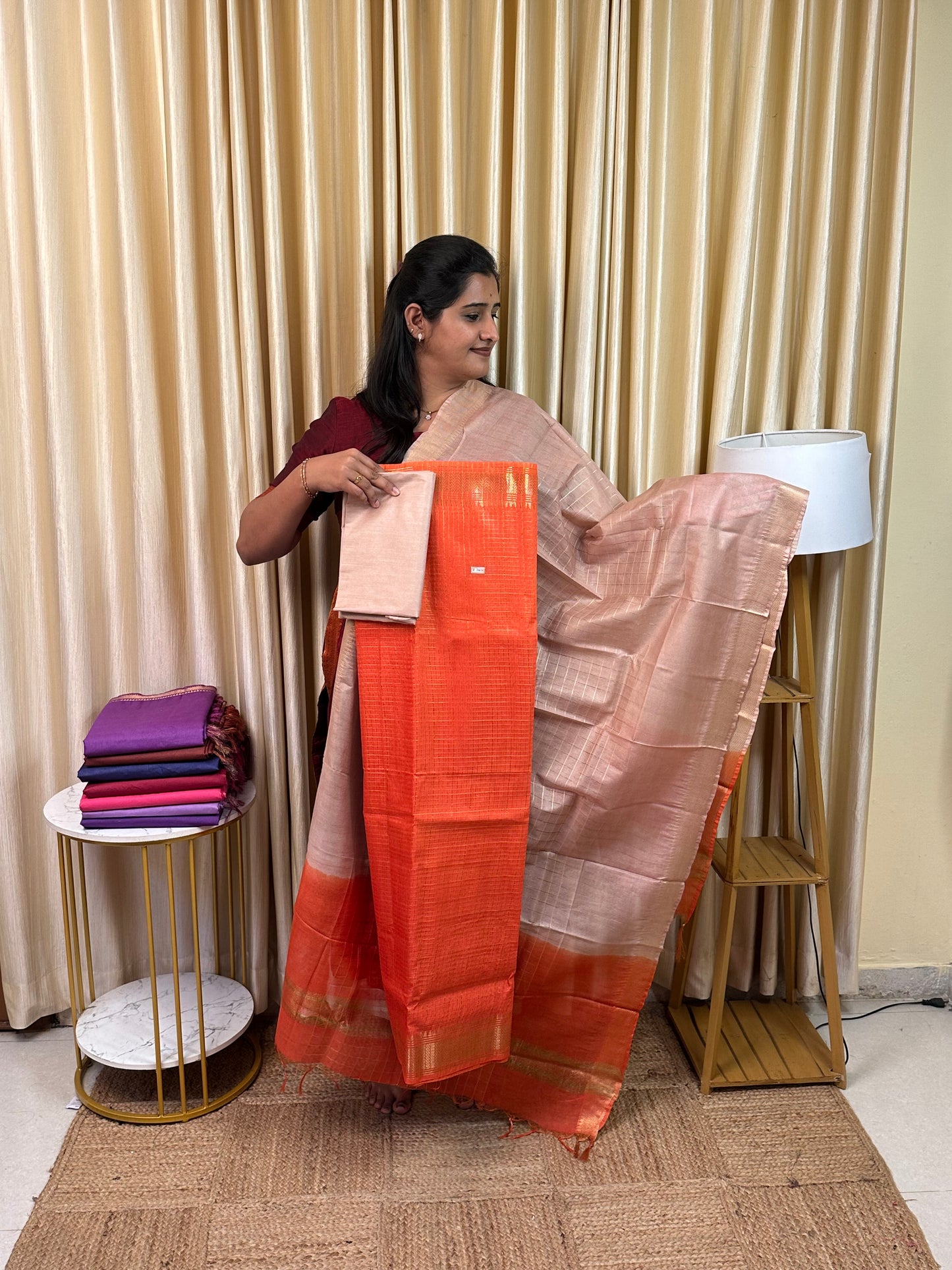 Mangalgiri Mini check silk cotton 3 piece set - NMC2