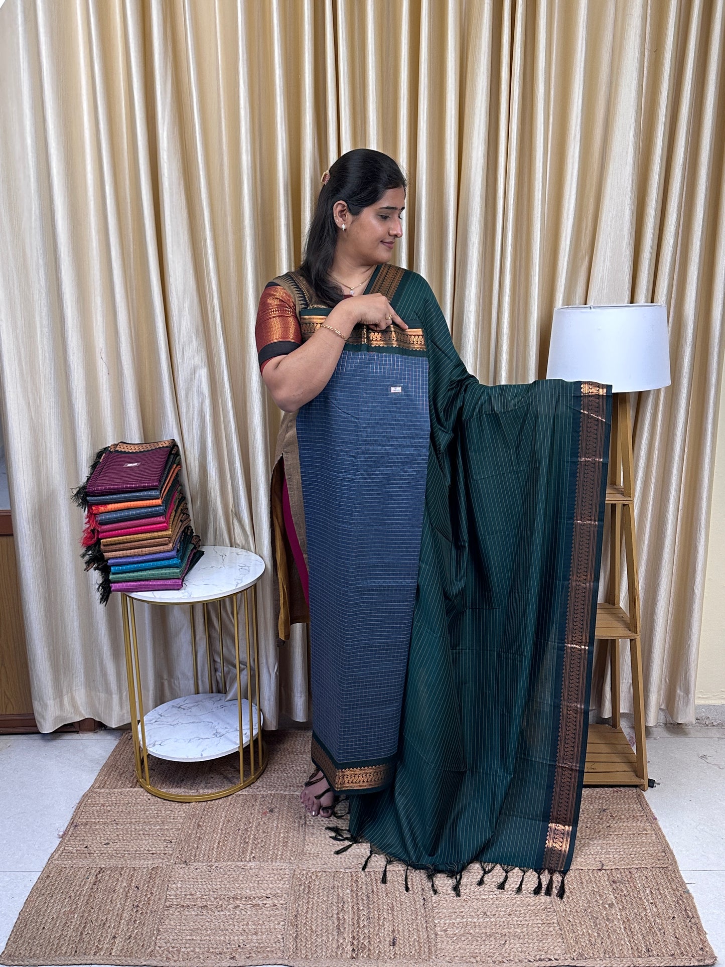 Kalyani checks silk by cotton 2 piece set - 17