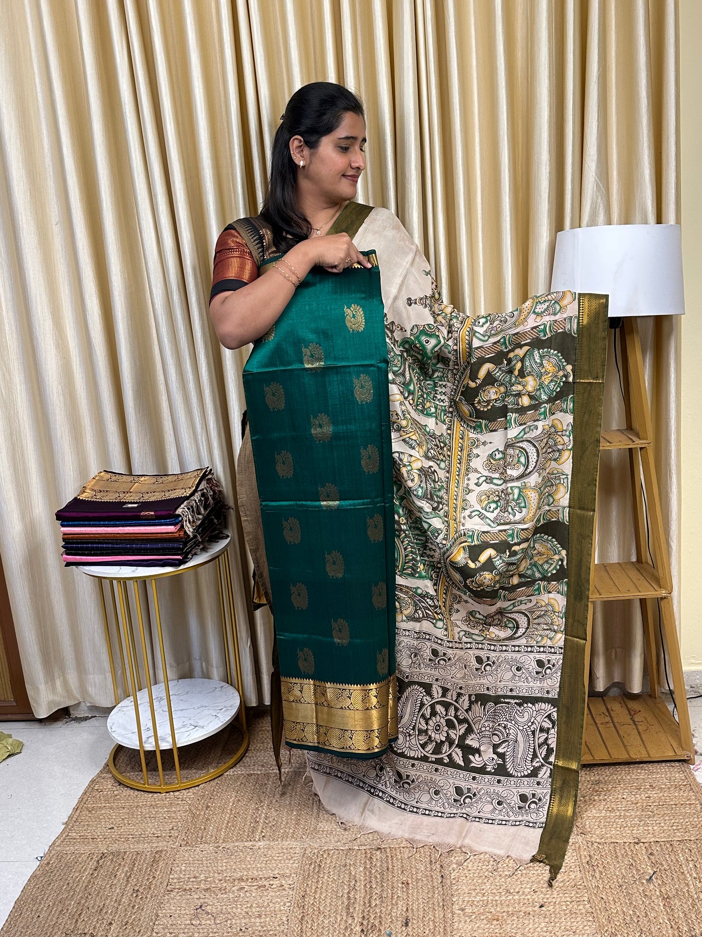 Handloom Mangalgiri Top kalamkari Duppatta-Butta1