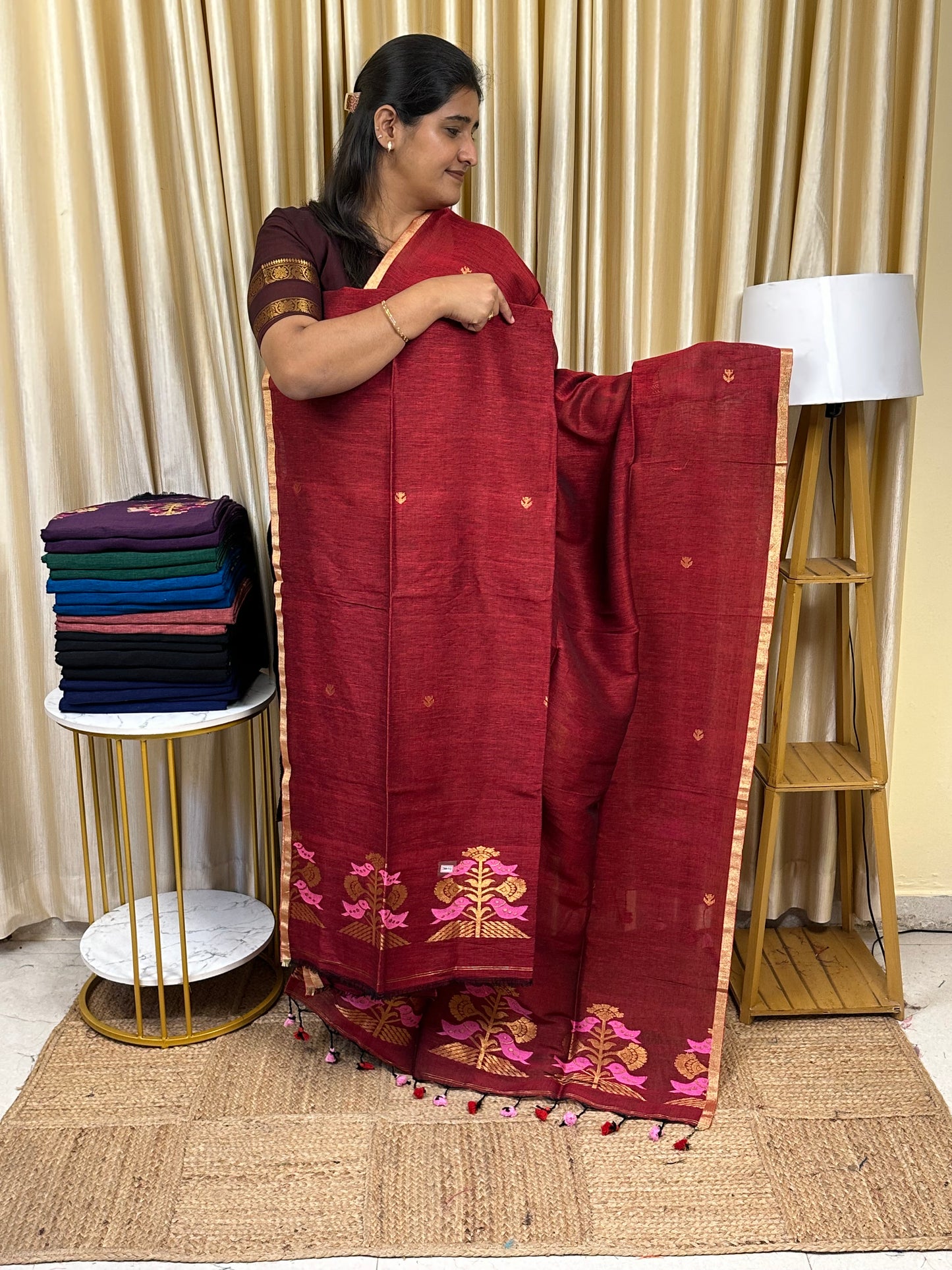Linen Banarasi Jamdhani handloom JAM73