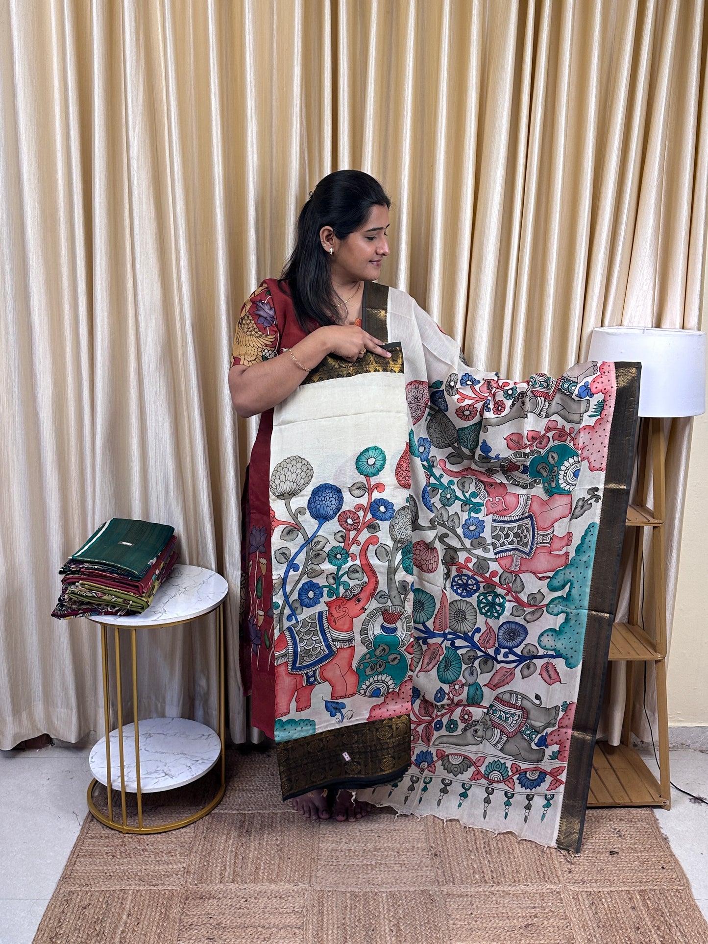 Authentic pen kalamkari Handsketched dress material - PK19