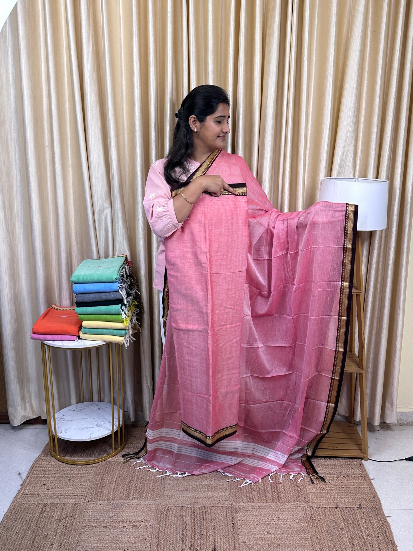 Narayanpet checks Mercerised cotton (4.5 m Top)-NILA57