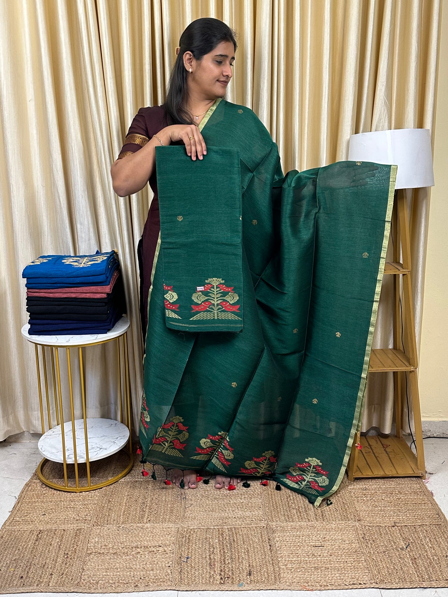 Linen Banarasi Jamdhani handloom JAM77