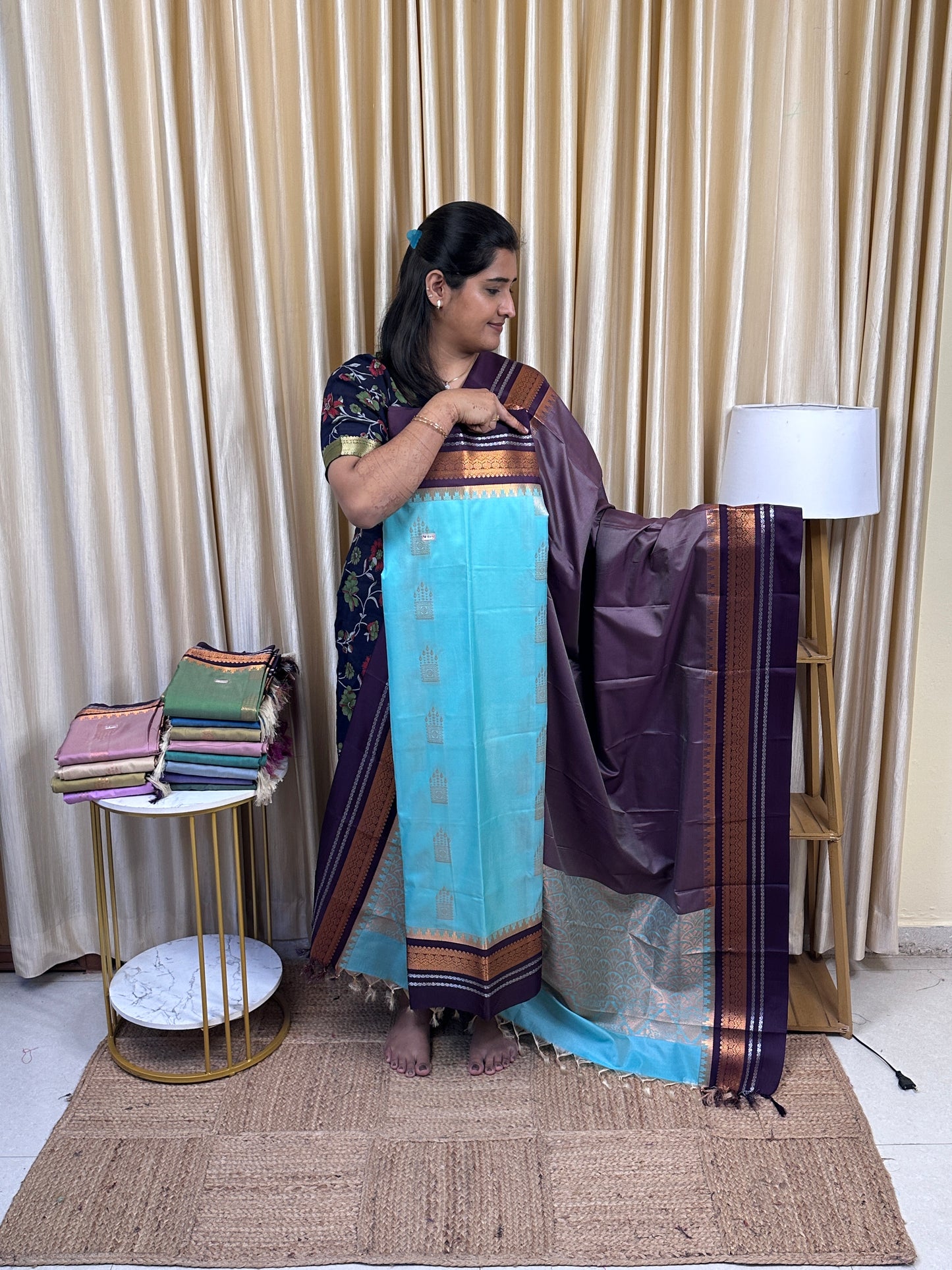 Semi Gadwal soft silk 2 piece set-GWS24