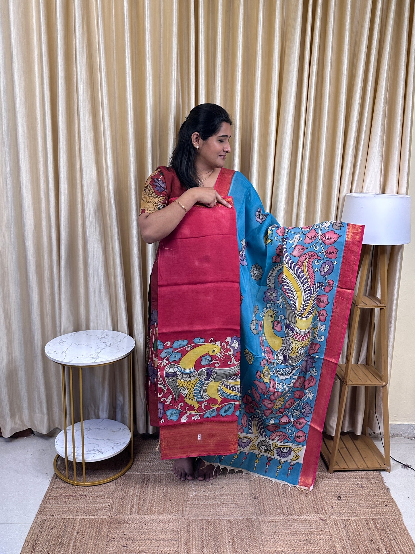 Authentic pen kalamkari Handsketched dress material - PK25