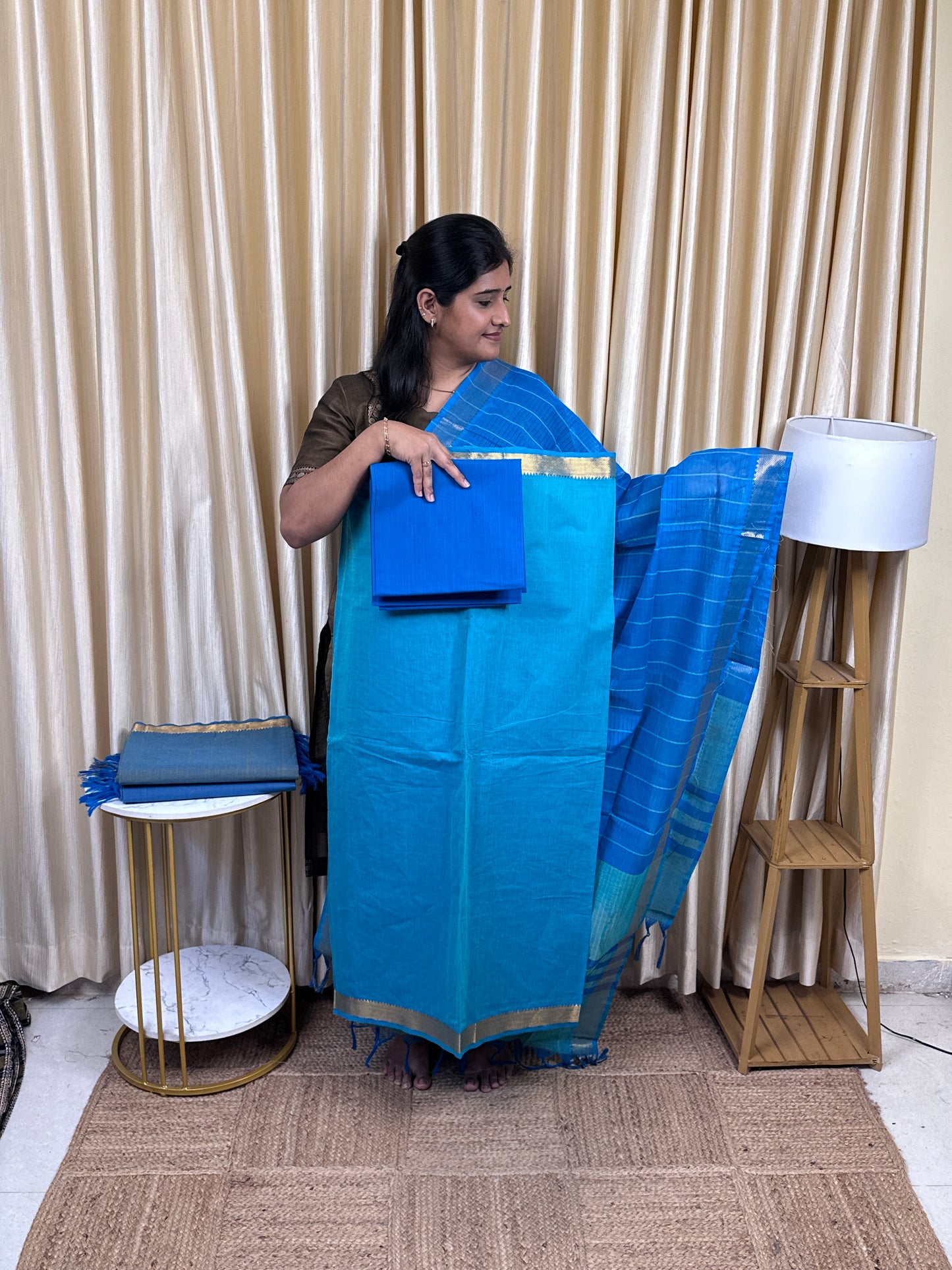 Shades of peacock Premium Mangalgiri cotton - PMC11