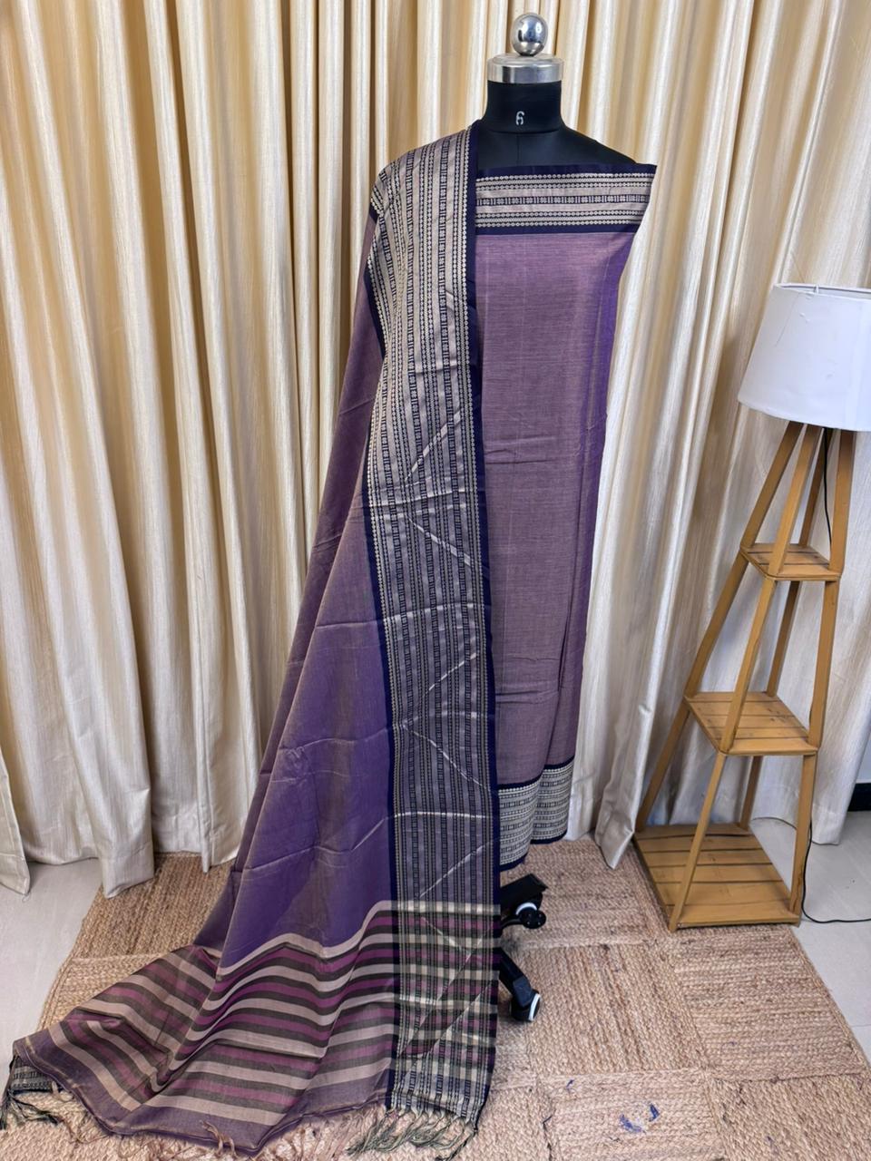 Isha - Narayanpet dress material dusty lavender