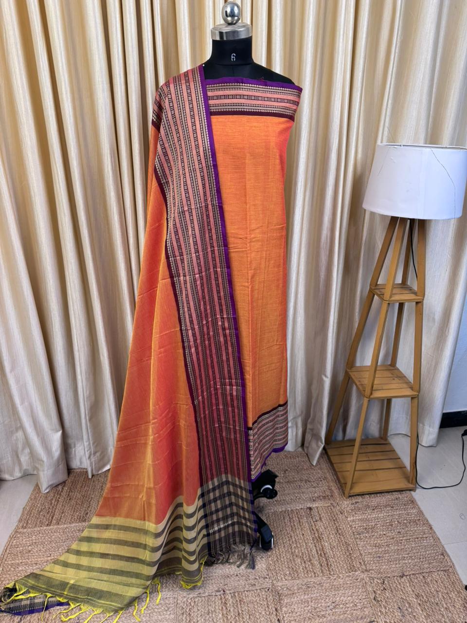 Isha - Narayanpet dress material orange blast