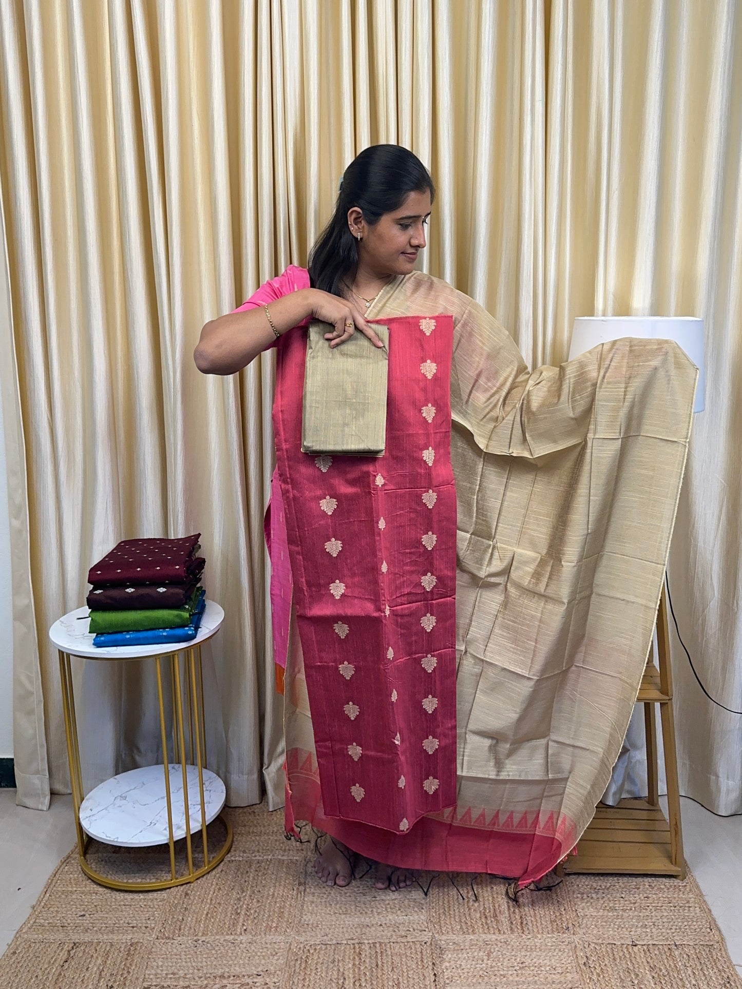 Peach Dupion Salwar suit