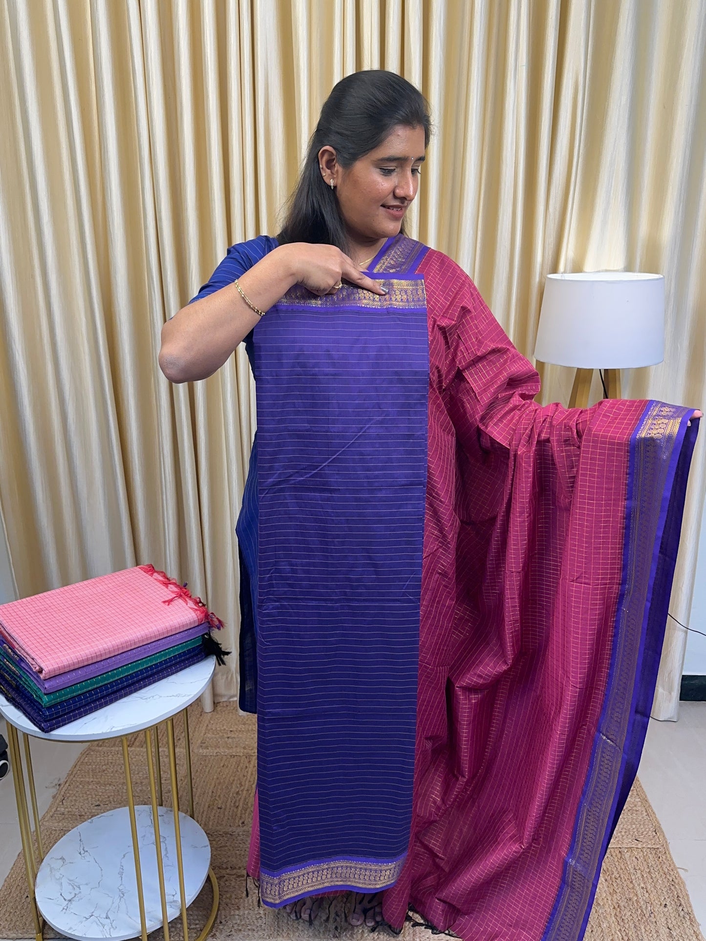 Violet and Mauve -kalyani silk by cotton