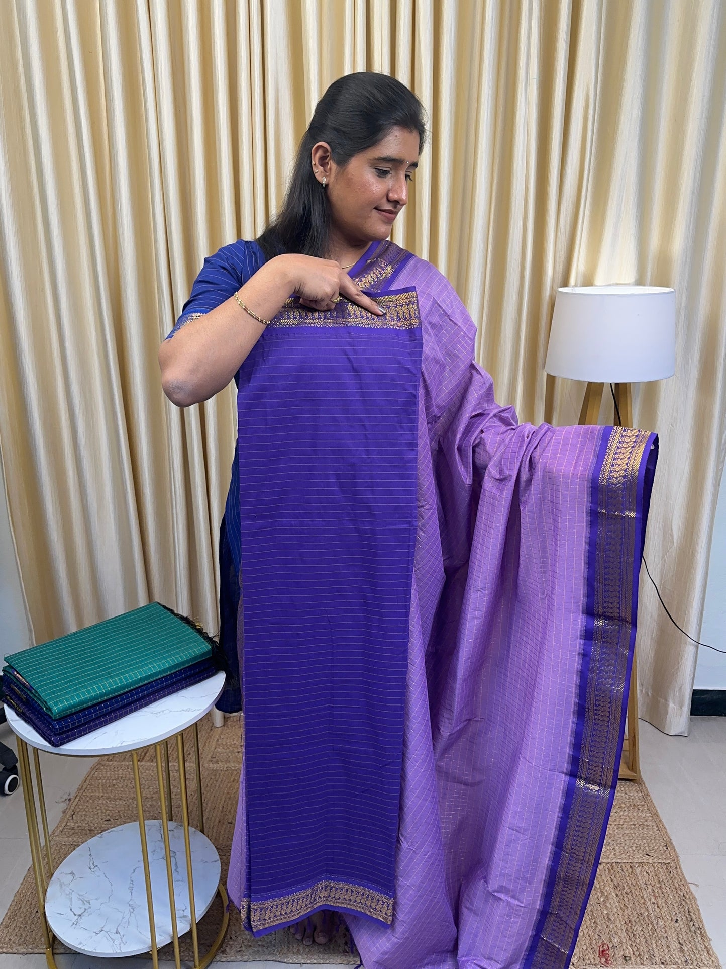 Shades of lavender -kalyani silk by cotton