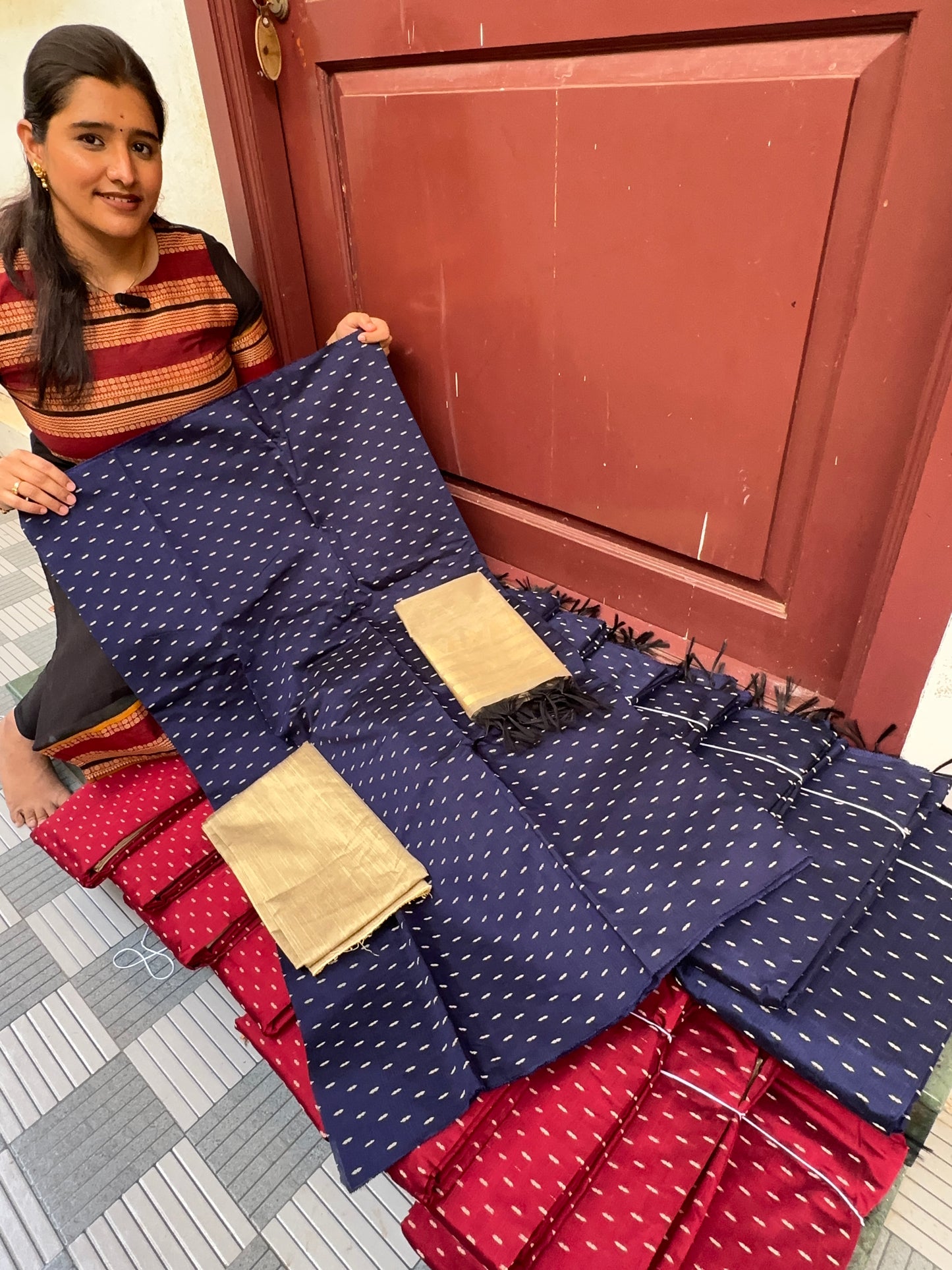 Royal blue small butta Dupion