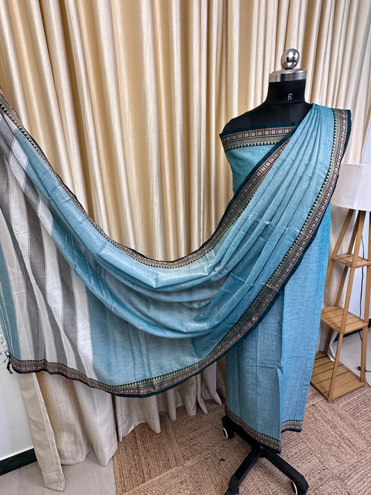 Narayanpet dress material star border light blue