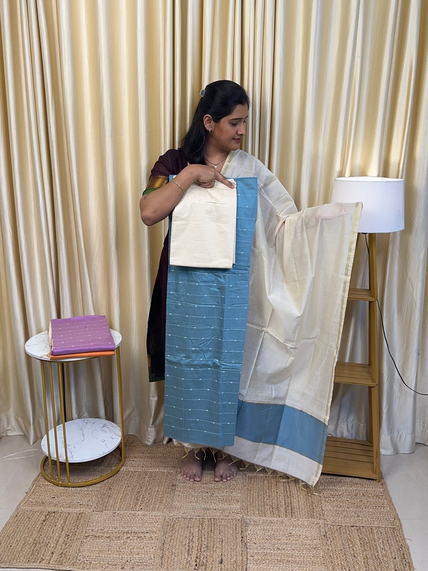 Powder Blue Chanderi Salwar Suit