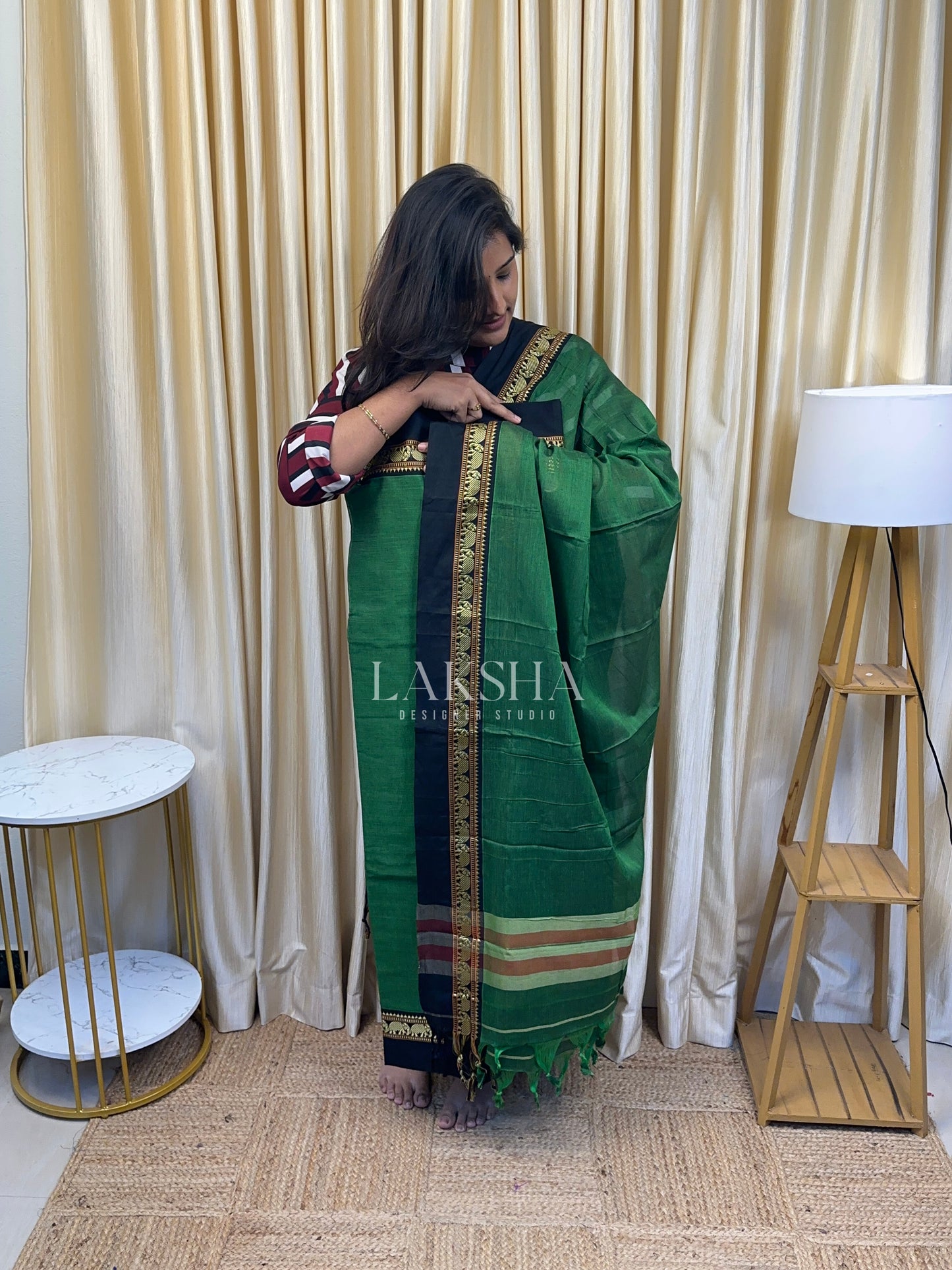 Narayanpet Elephant Border-Green and Black