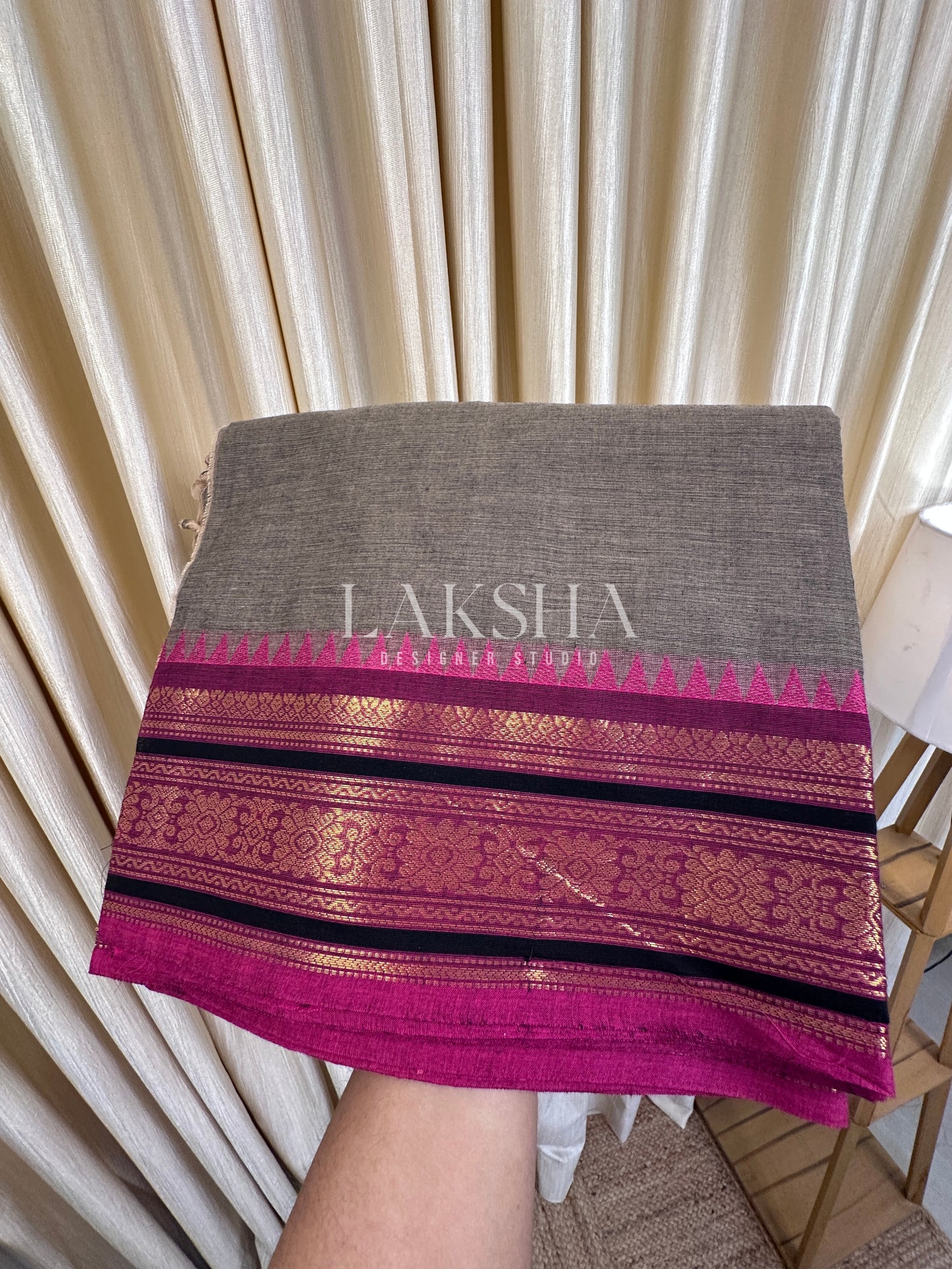 Ginger with Magenta Chettinad Cotton