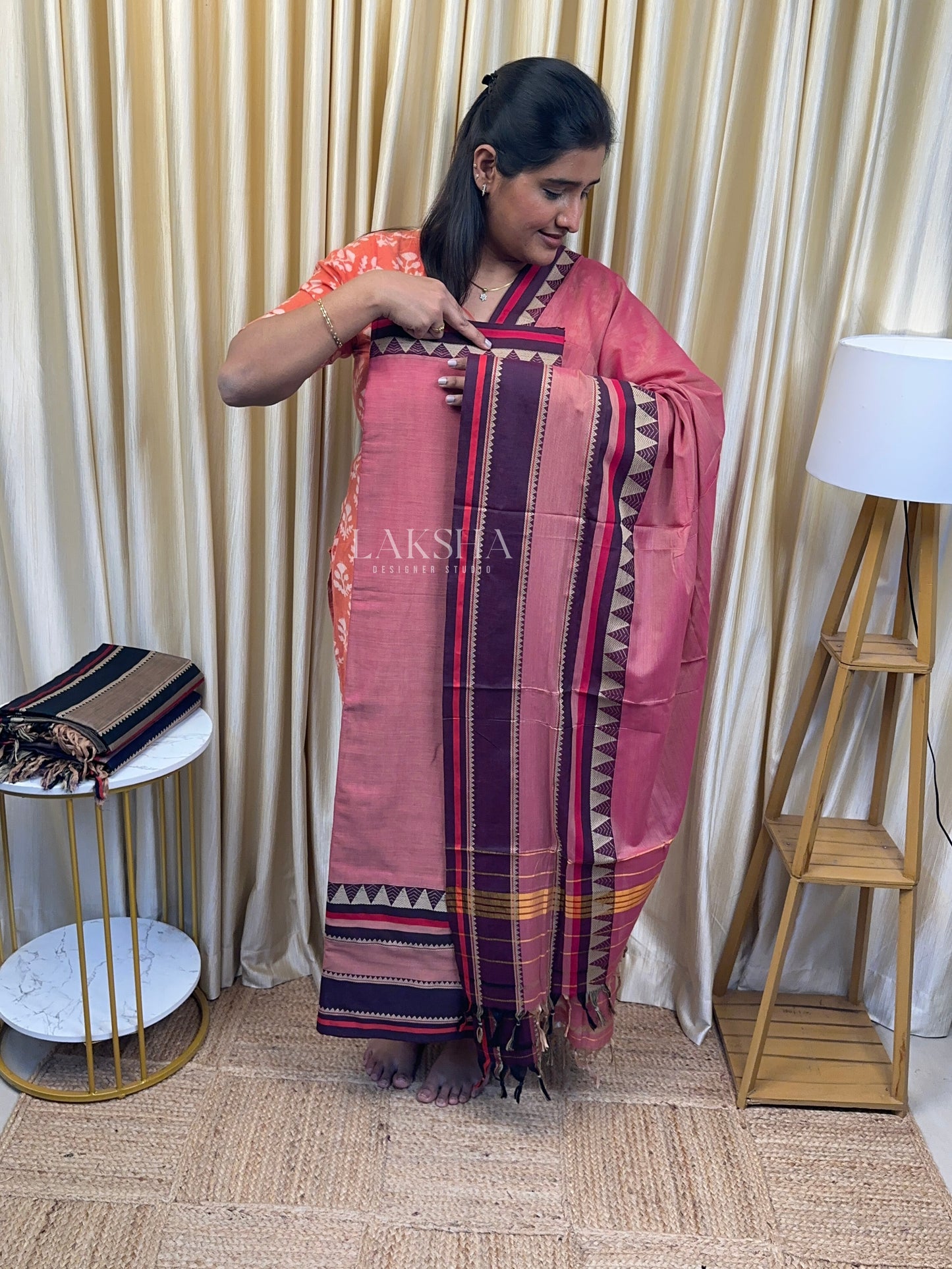 Pastel Pink Temple Border Narayanpet
