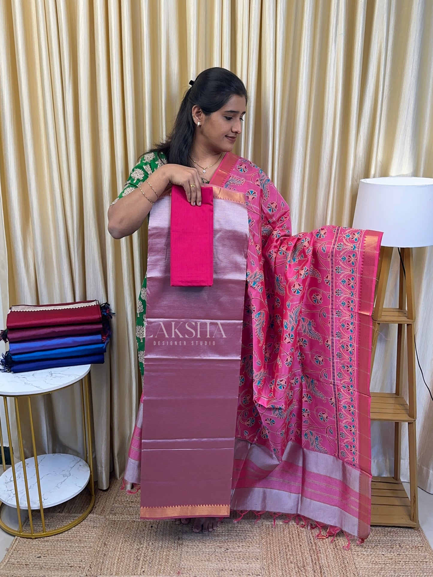 Rose Gold-Mangalgiri Pattu Small Border
