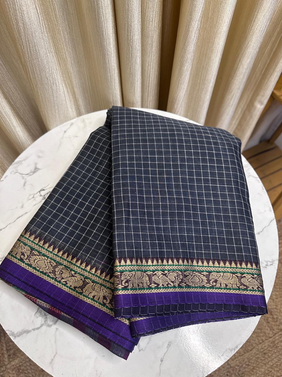 Narayanapet checks saree with running blouse -1