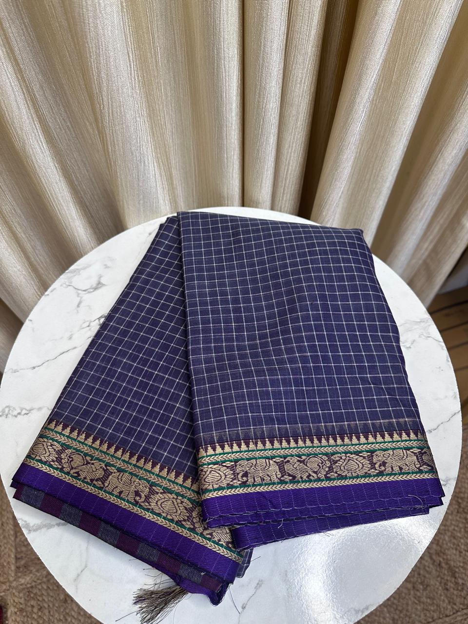 Narayanapet checks saree with running blouse -2