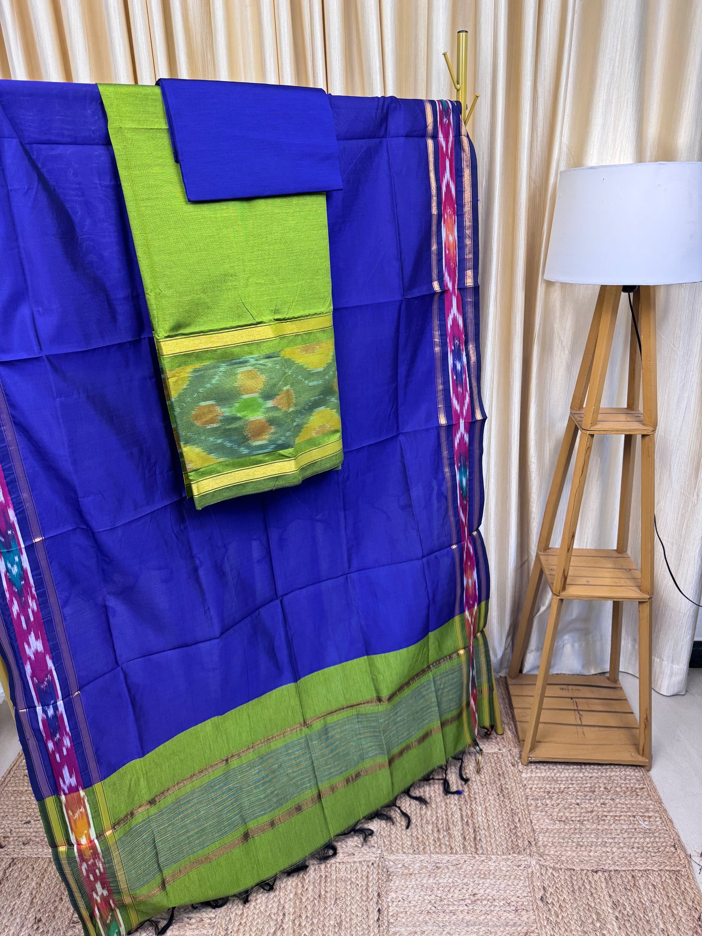 Pochampalli straight border Green and violet -PSTB5