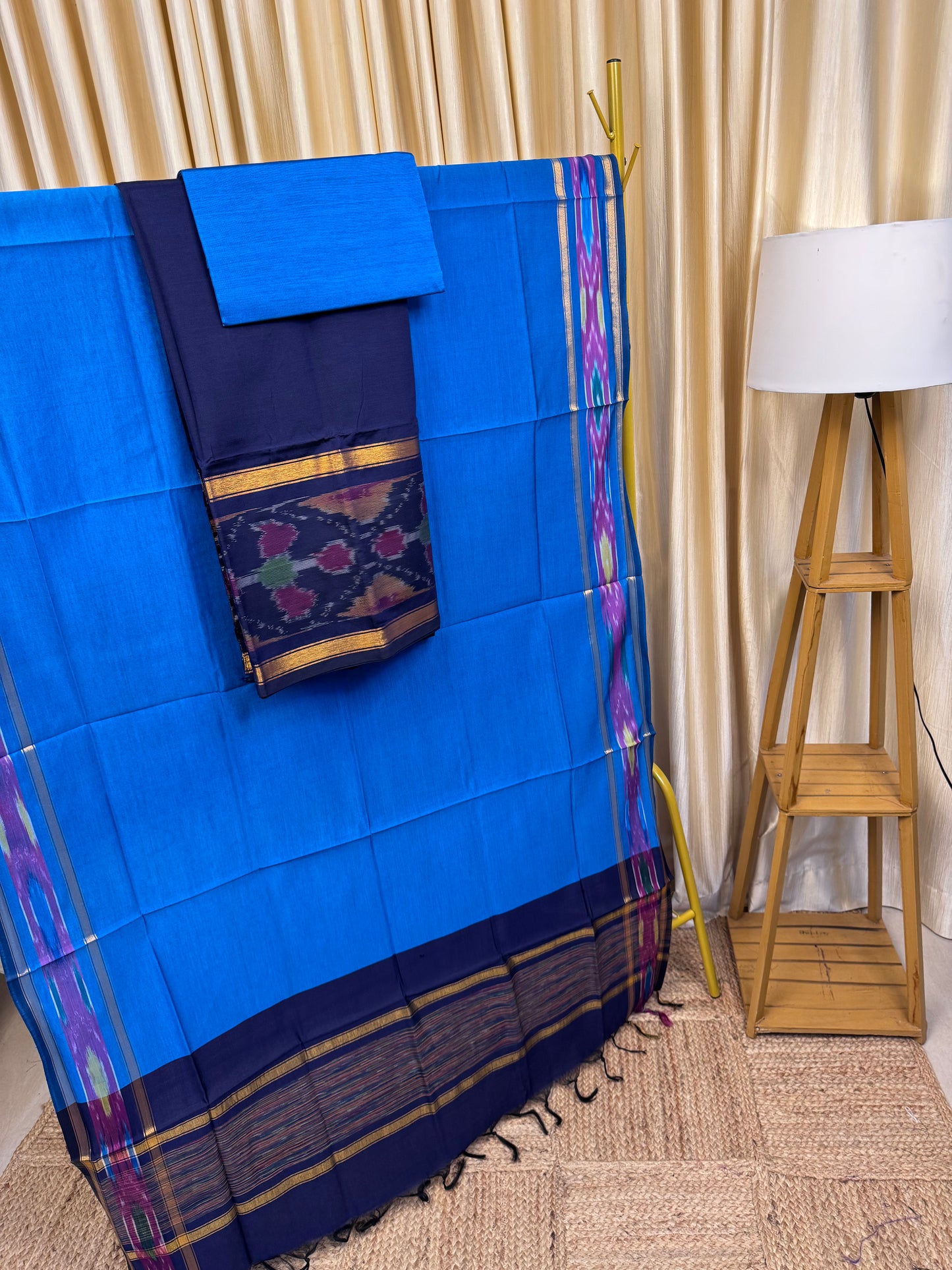 Pochampalli straight border Royal blue and Blue-PSTB13
