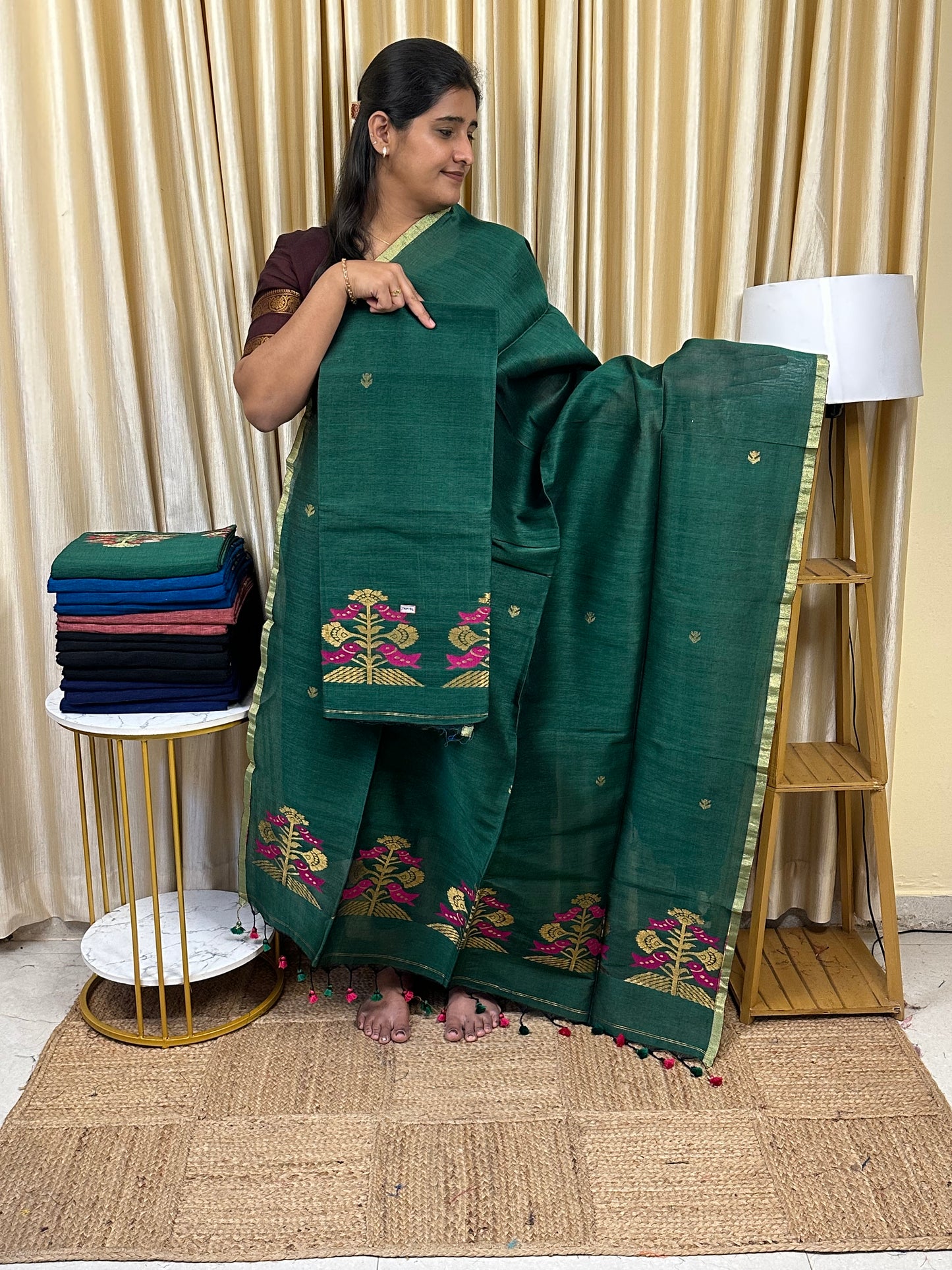 Linen Banarasi Jamdhani handloom JAM76
