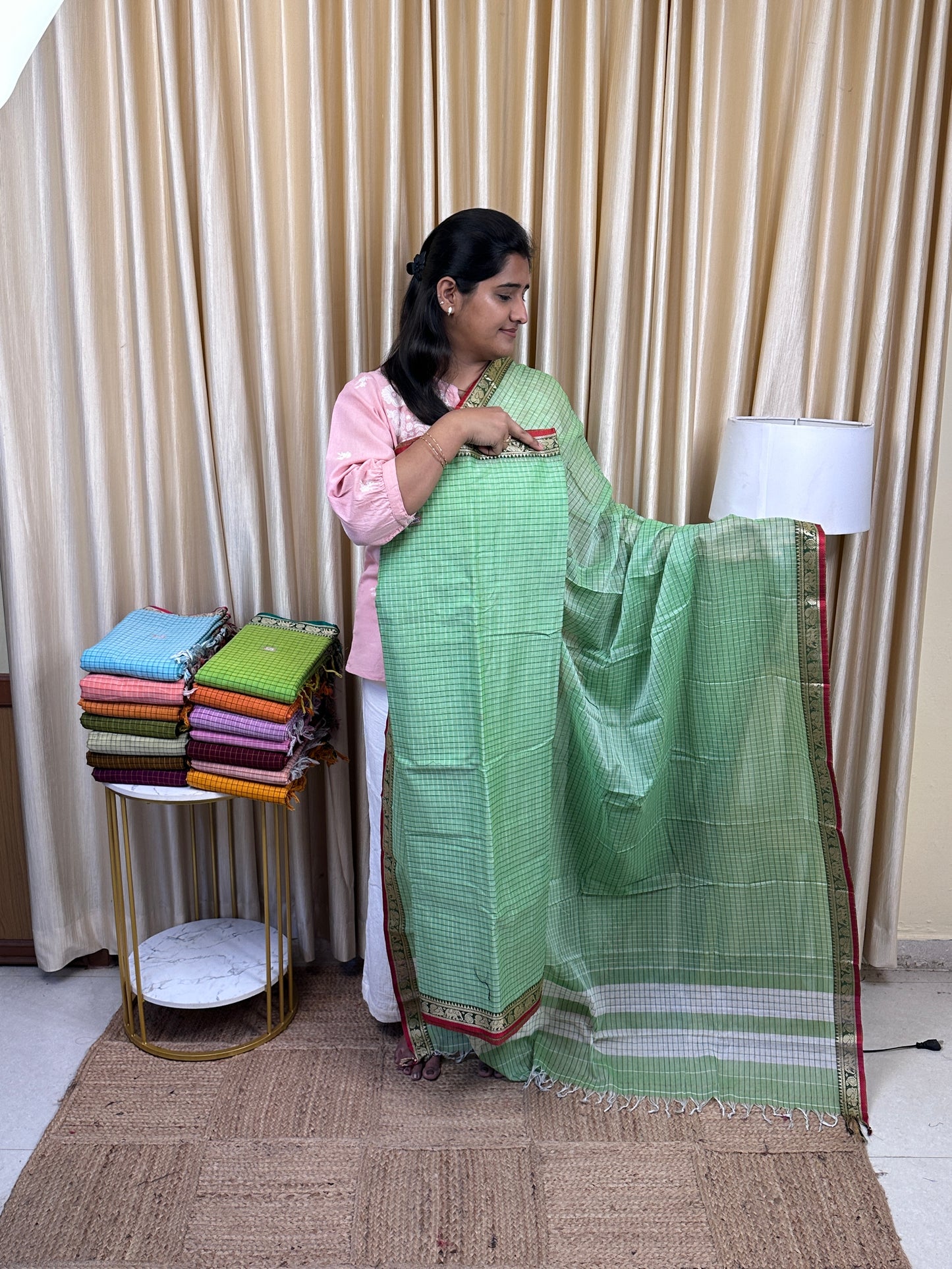 Narayanpet  checks Mercerised cotton (4.5 m Top)-CHKN2