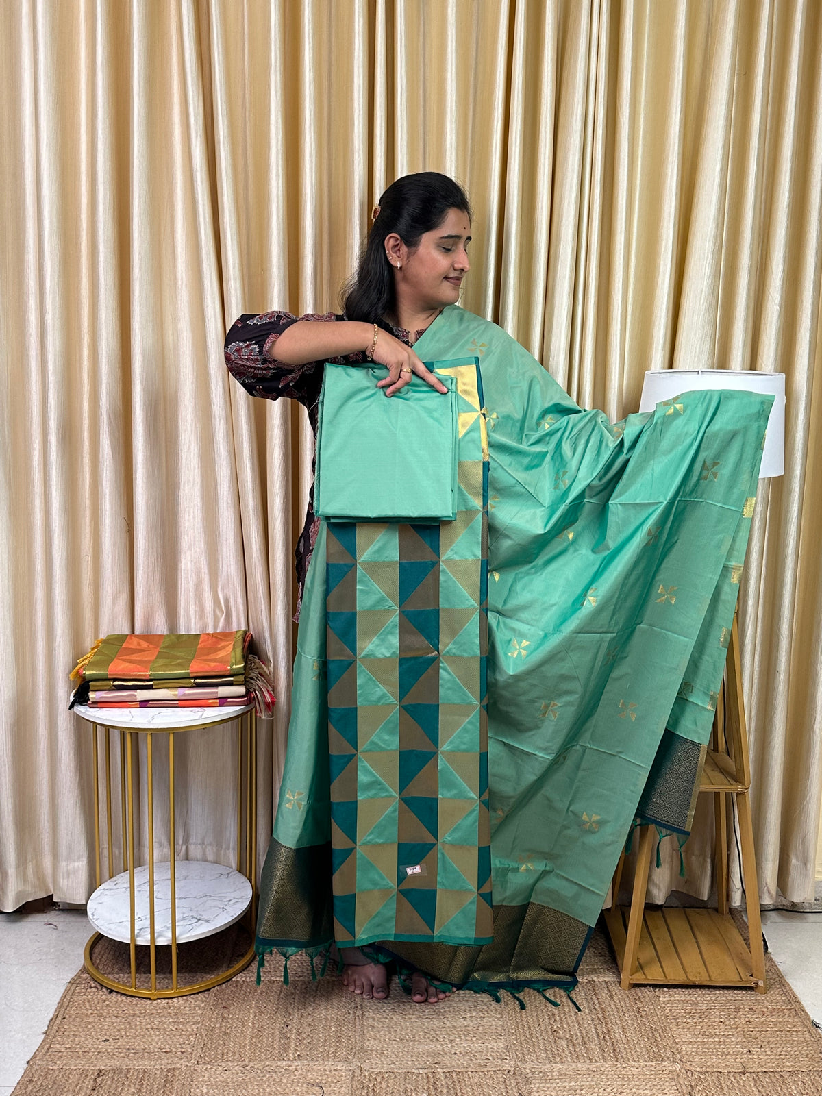 Geometric style Soft silk 3 piece set -1