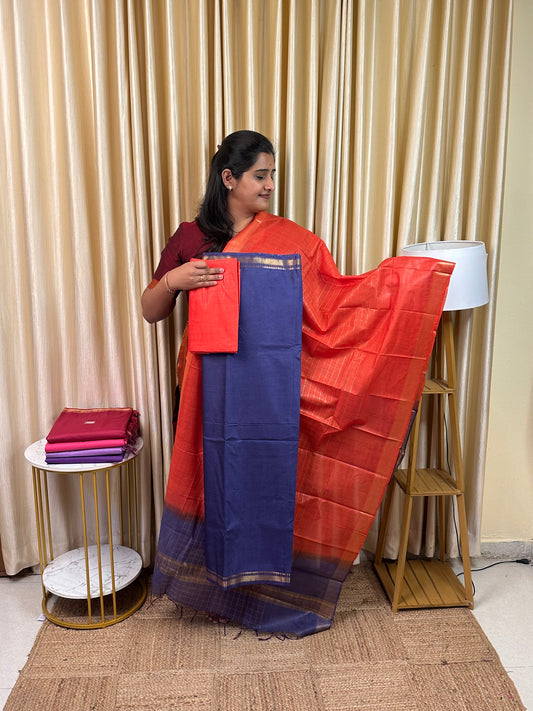Mangalgiri Small border silk by cotton blend -MMB1