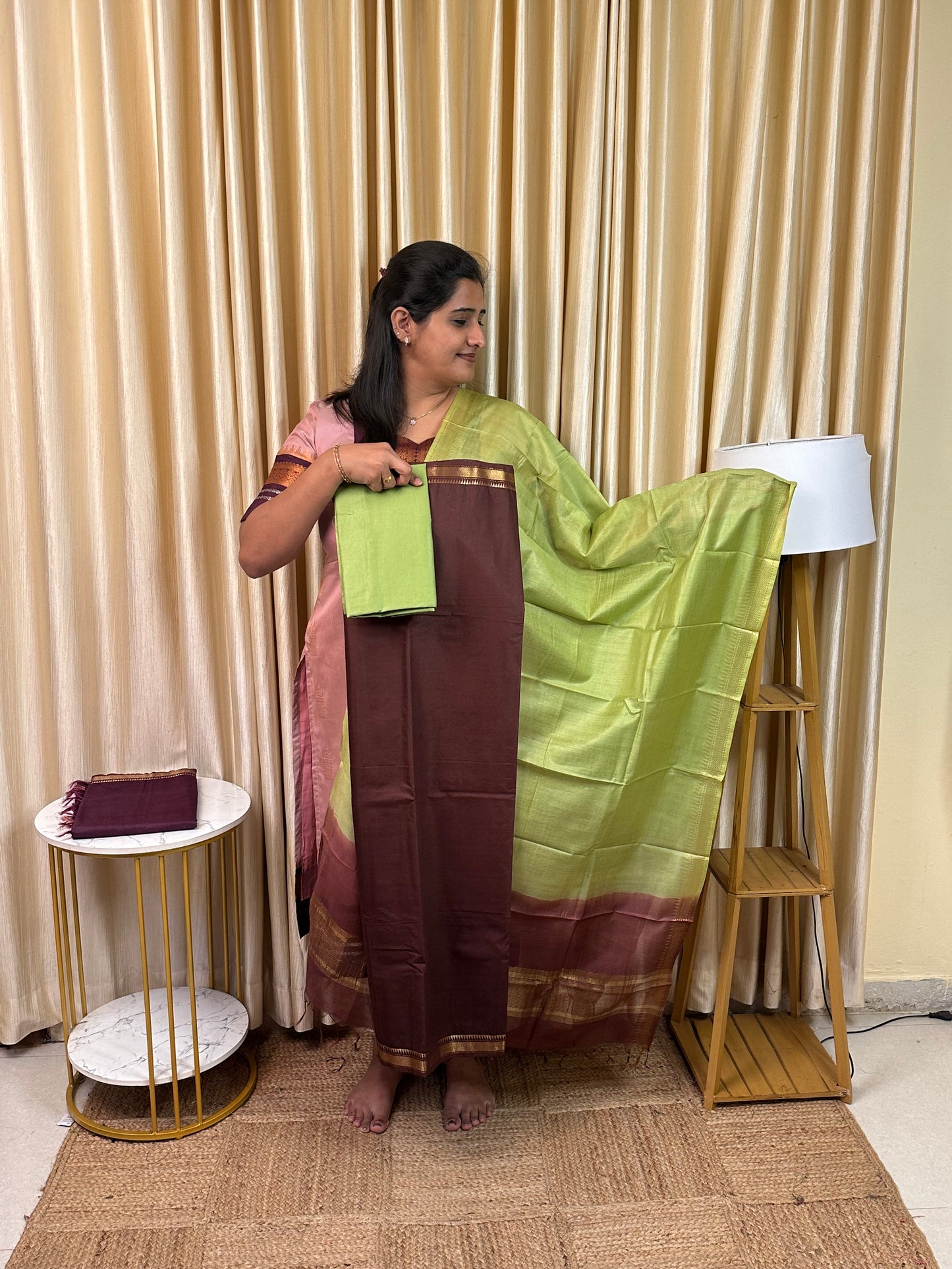Mangalgiri Small border silk by cotton blend -MMB7
