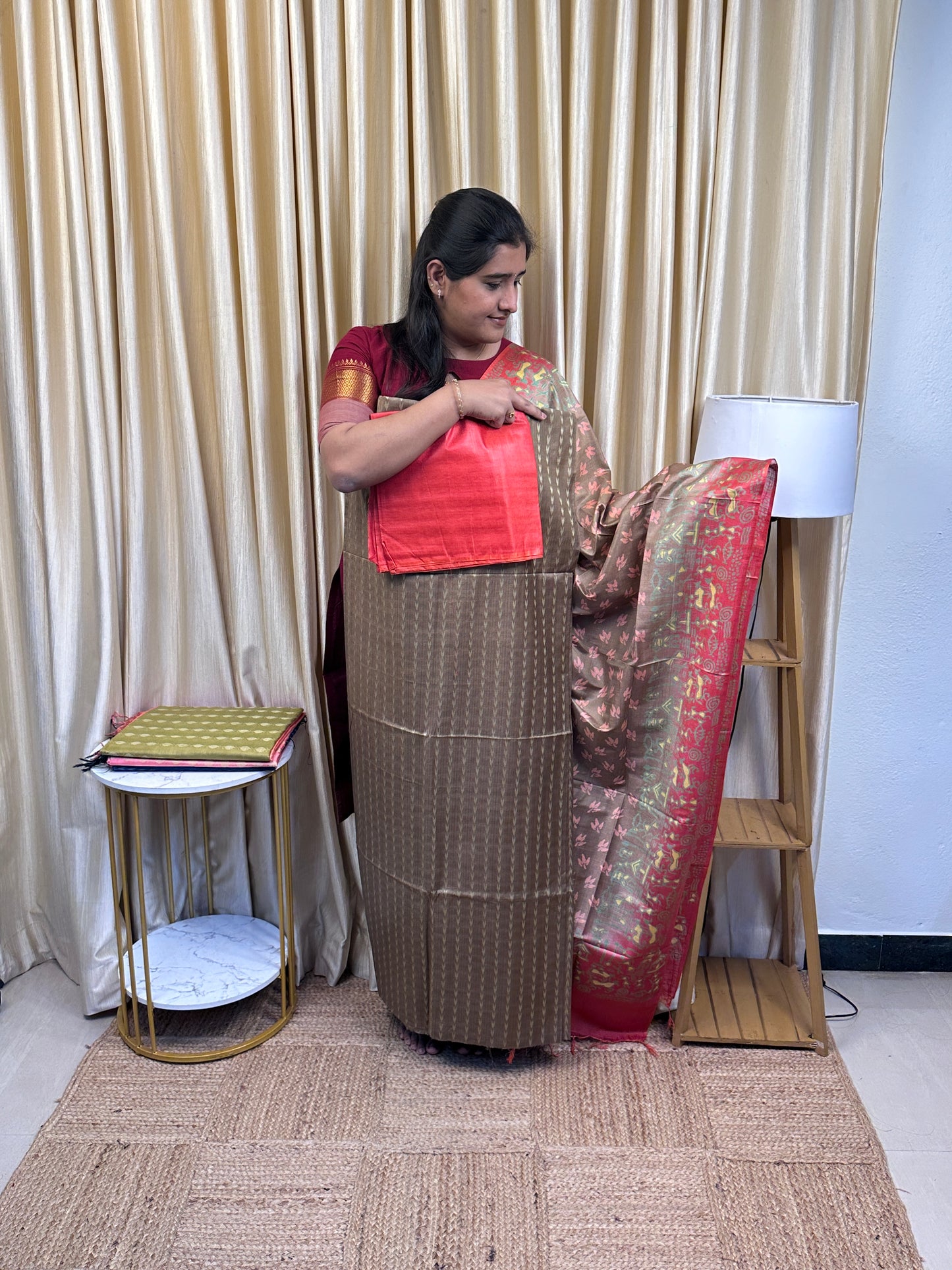 Inspired Matka Tussar (3 piece set) Block Printed-TTP1
