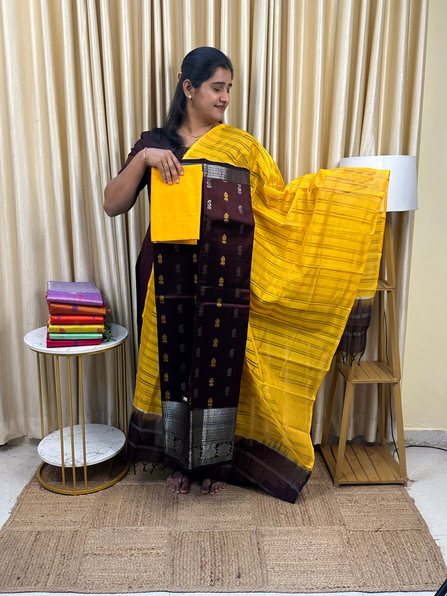 YAZHI 18 Big border Mangalgiri handloom Floral butta