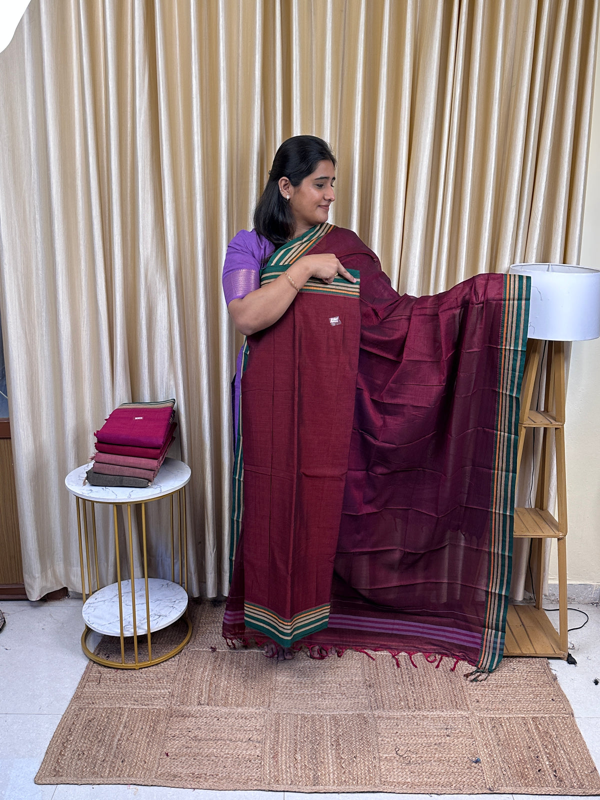 Narayanpet  small border  Mercerised cotton (4.5 m Top)-STP2