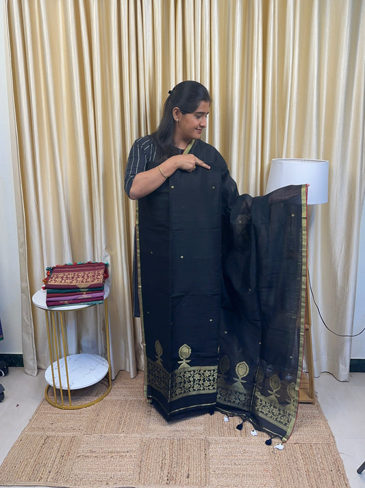 Linen Jamdhani [Handwork] Nira-Black