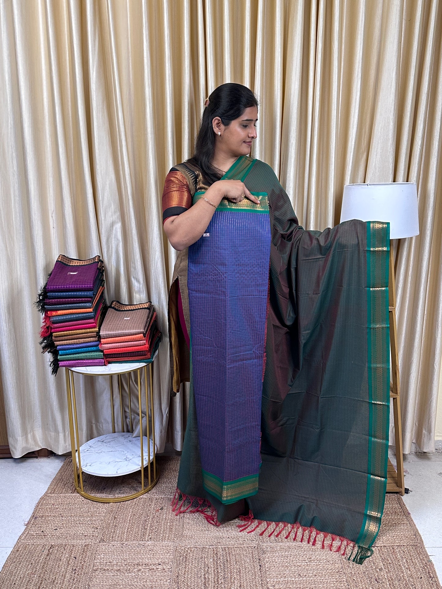 Kalyani checks silk by cotton 2 piece set - 8